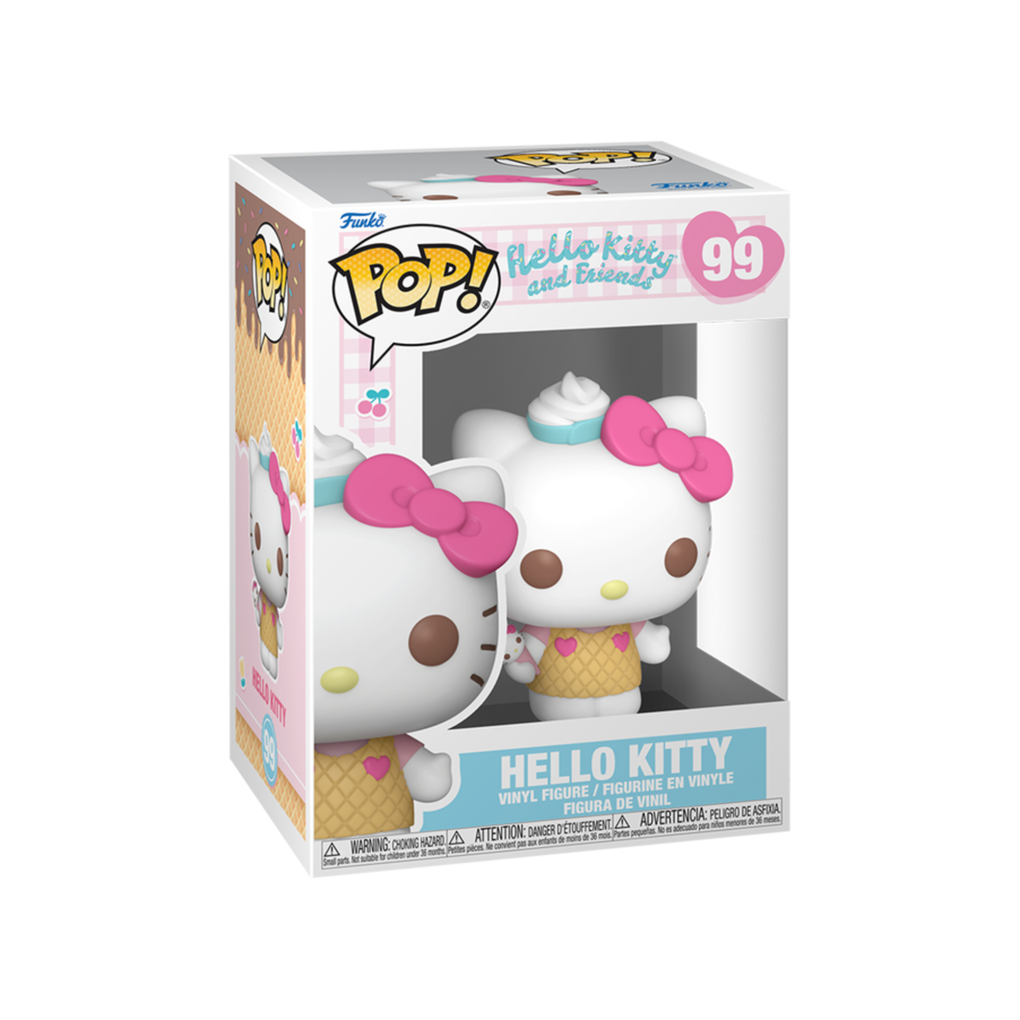 Front view of Hello Kitty vinyl figure with ice cream, styled for collectors