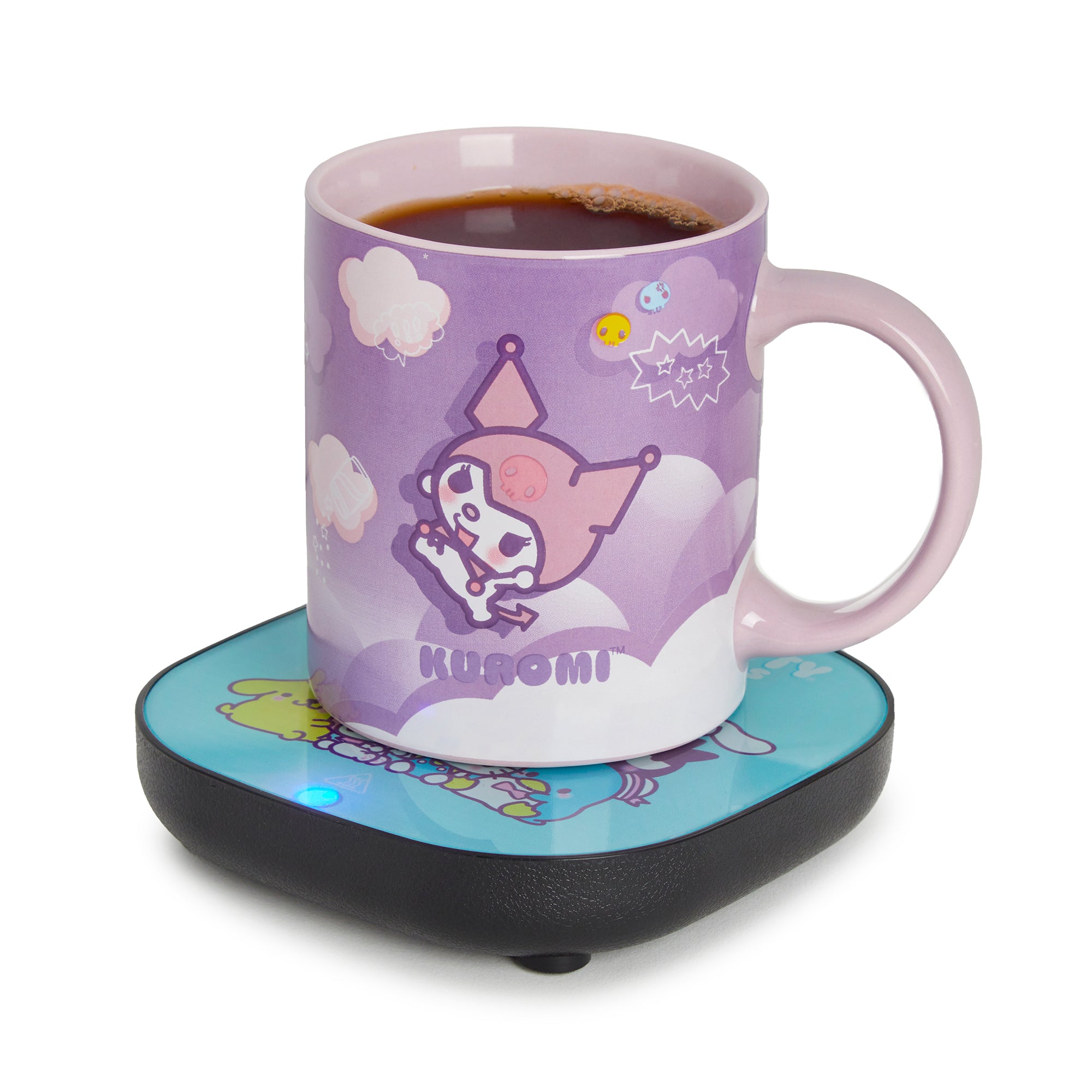 Sanrio Kuromi Mug and Warmer Set with intelligent temperature control