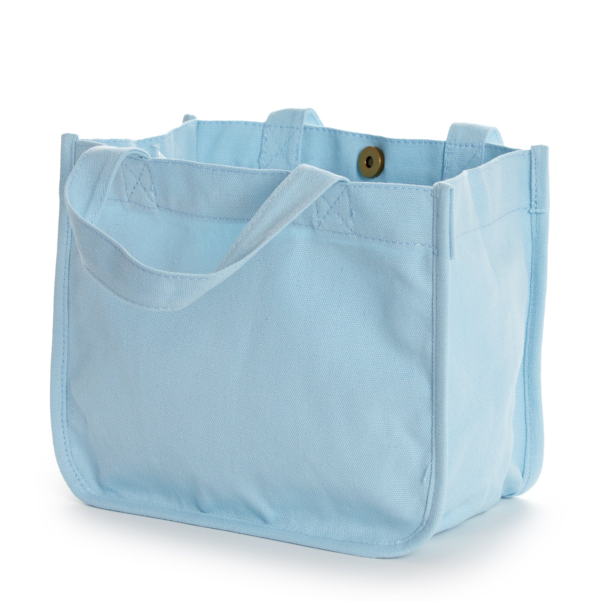 Side view of Cinnamoroll canvas tote bag, showing gusset bottom