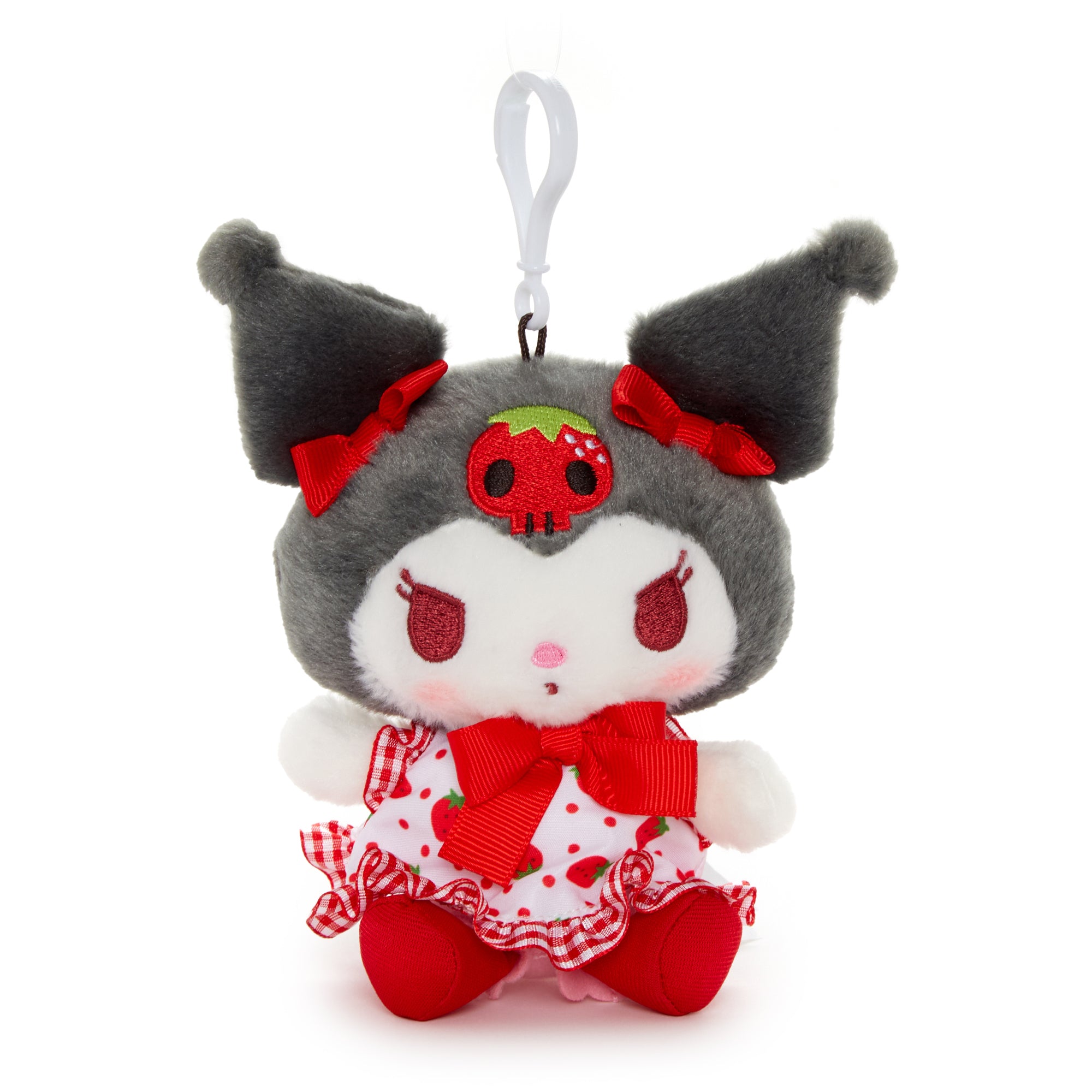 Kuromi clip attached to a car keys in sunlight