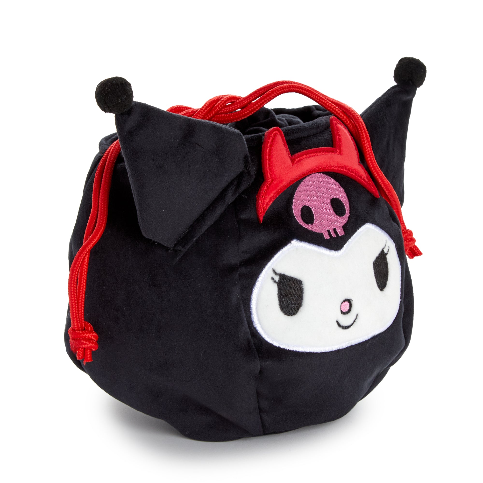 Stylish Kuromi tote with red drawstrings and figural ears for casual outings