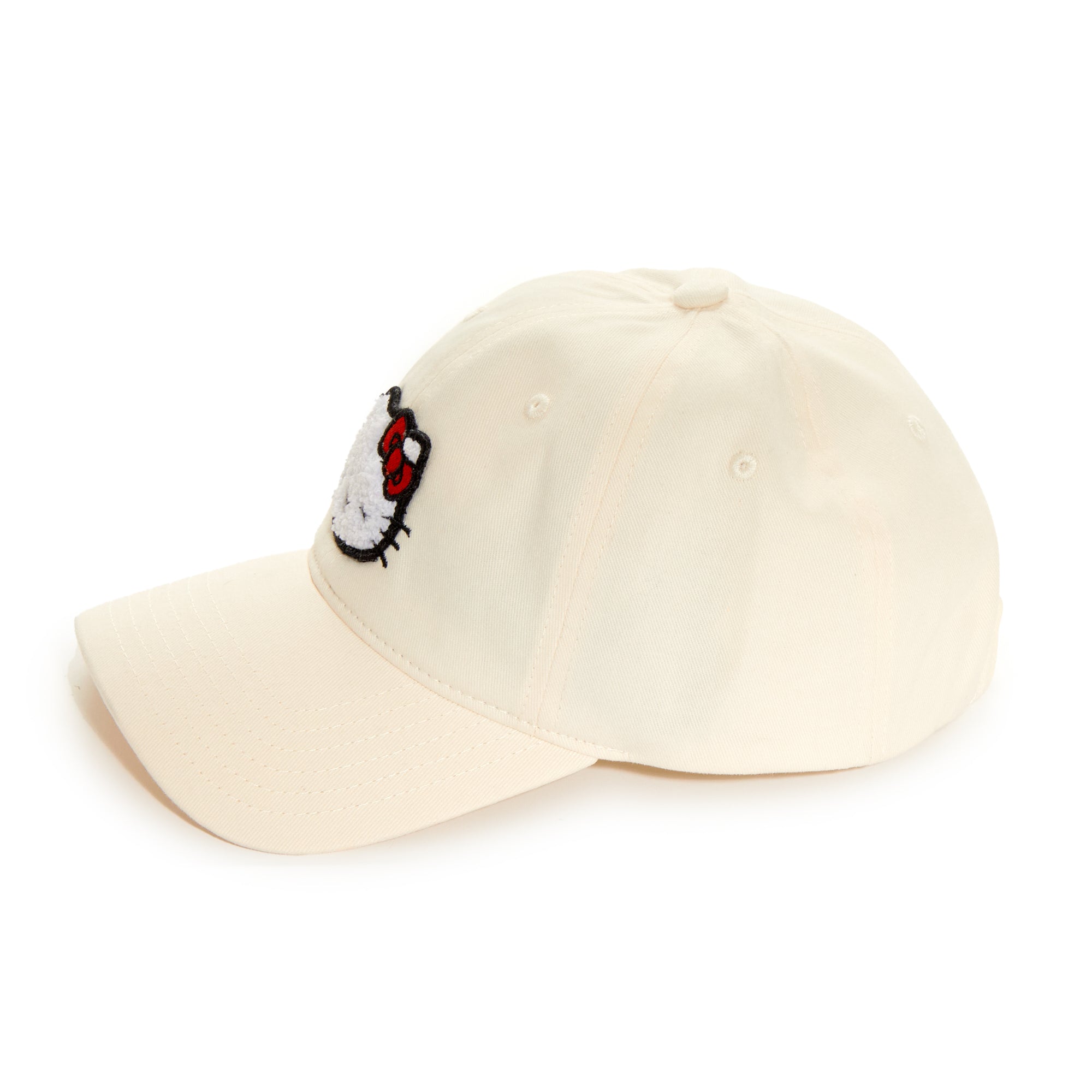 Top view of Hello Kitty Cap with chenille patch on front panel