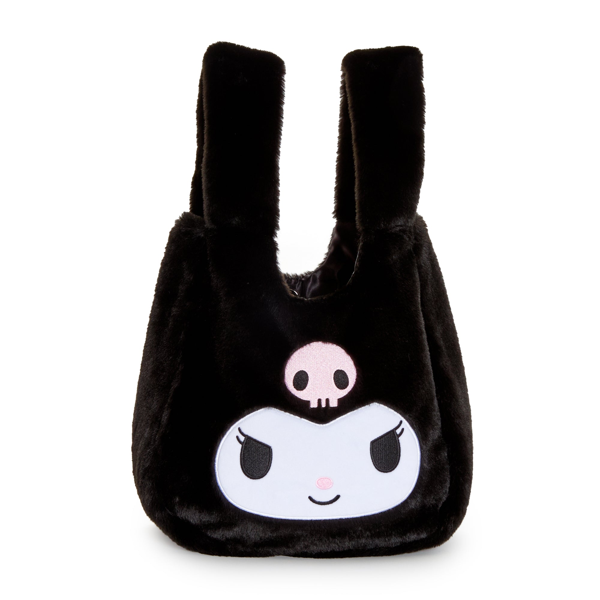 Kuromi character tote bag held by woman in casual outfit