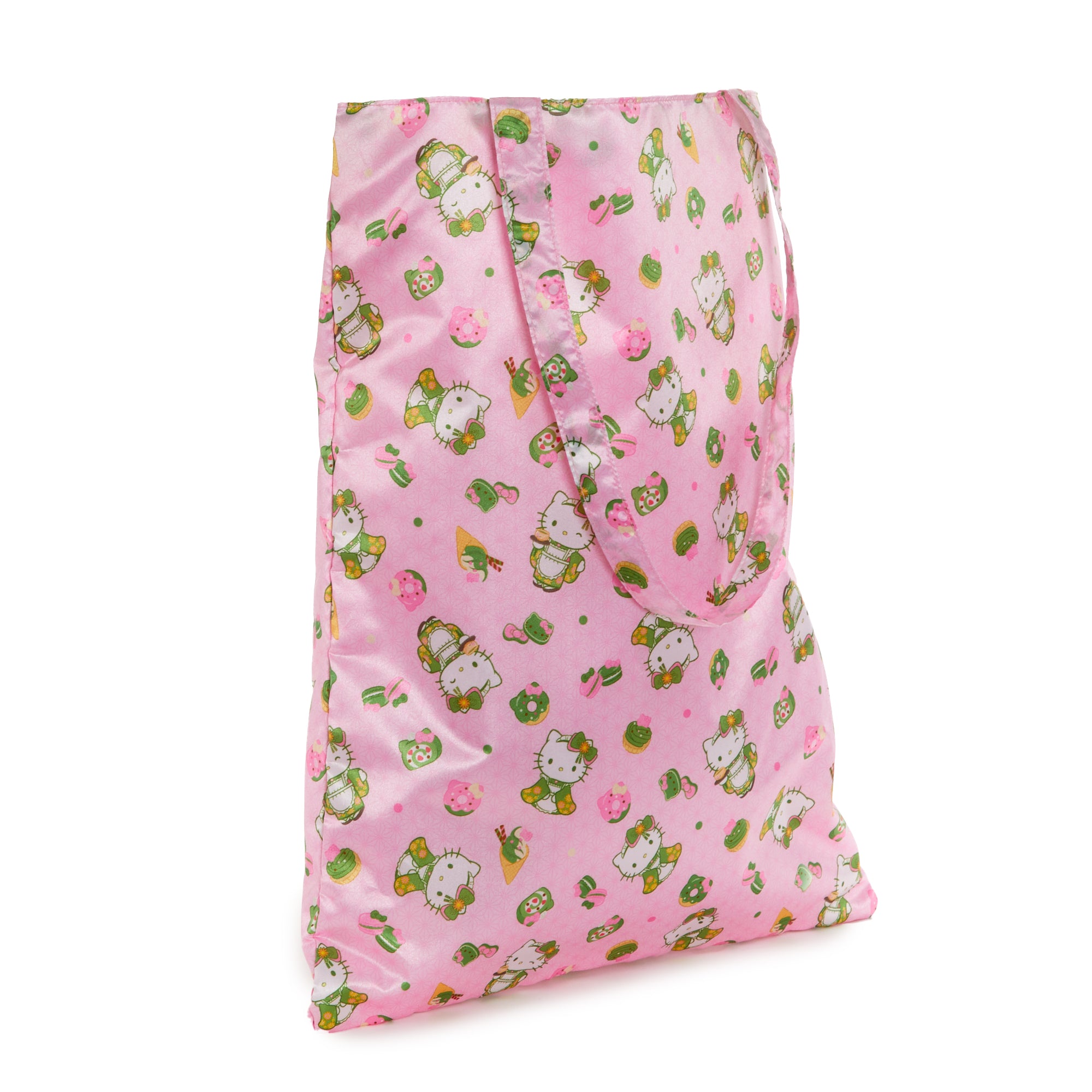 Sanrio Hello Kitty Matcha Sweets tote bag, featuring an all-over print design.