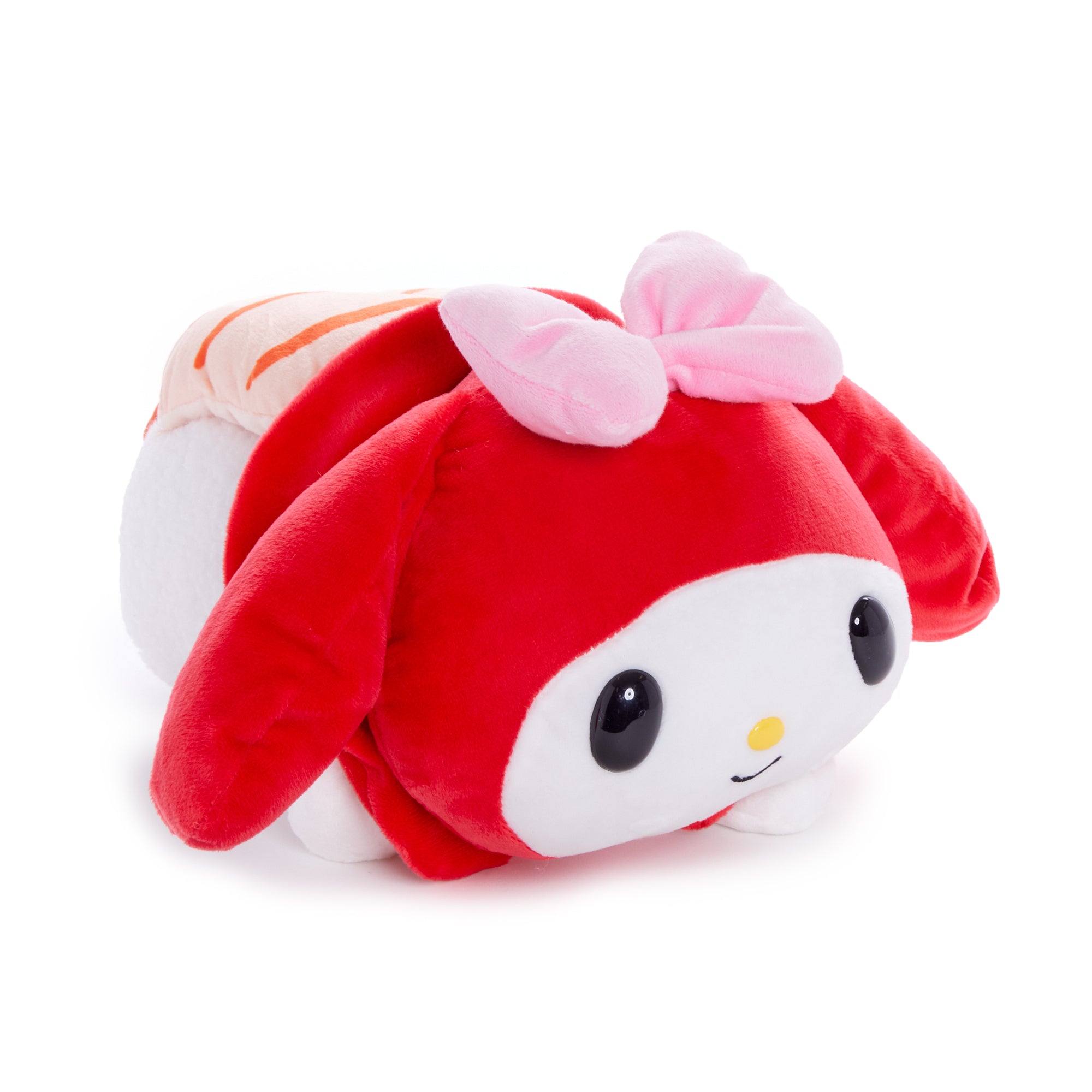Close-up of My Melody sushi plush with embroidered details