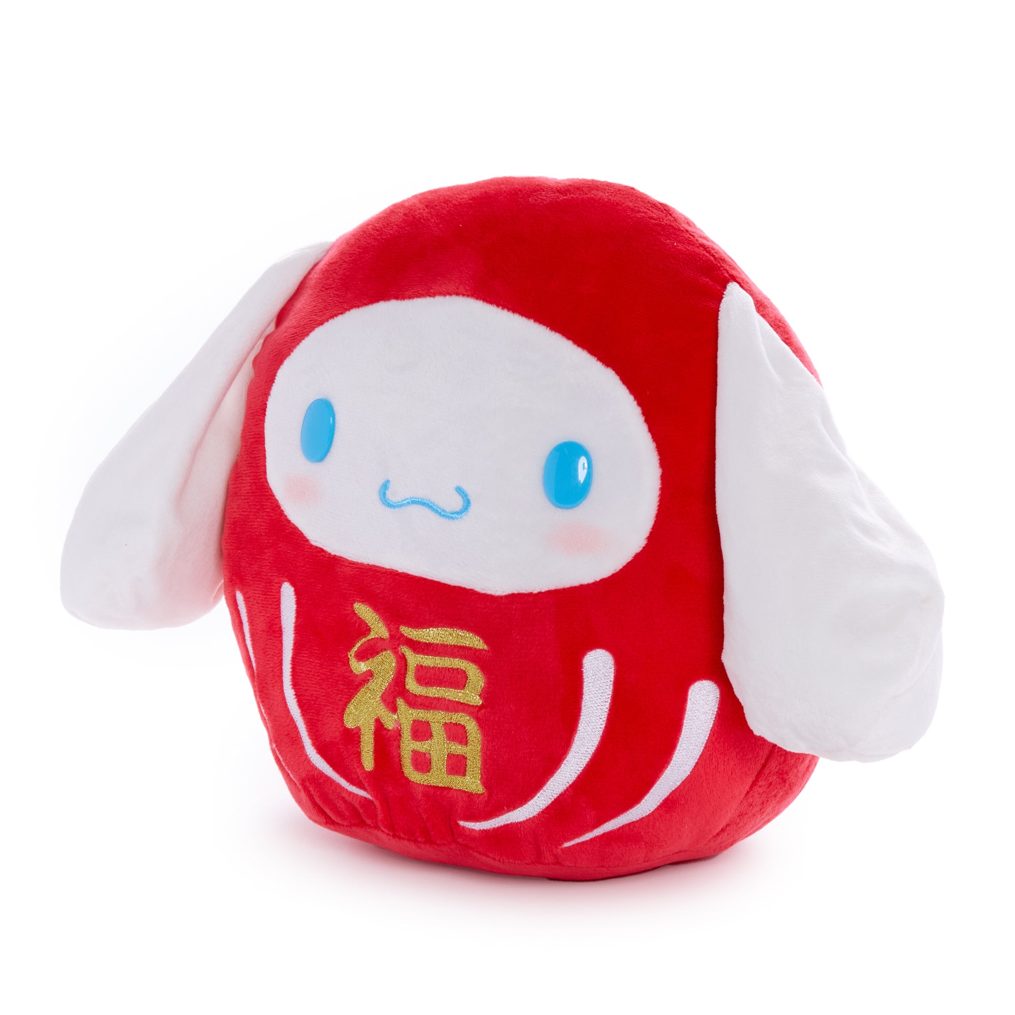 Cinnamoroll Daruma plush toy front view with embroidered details