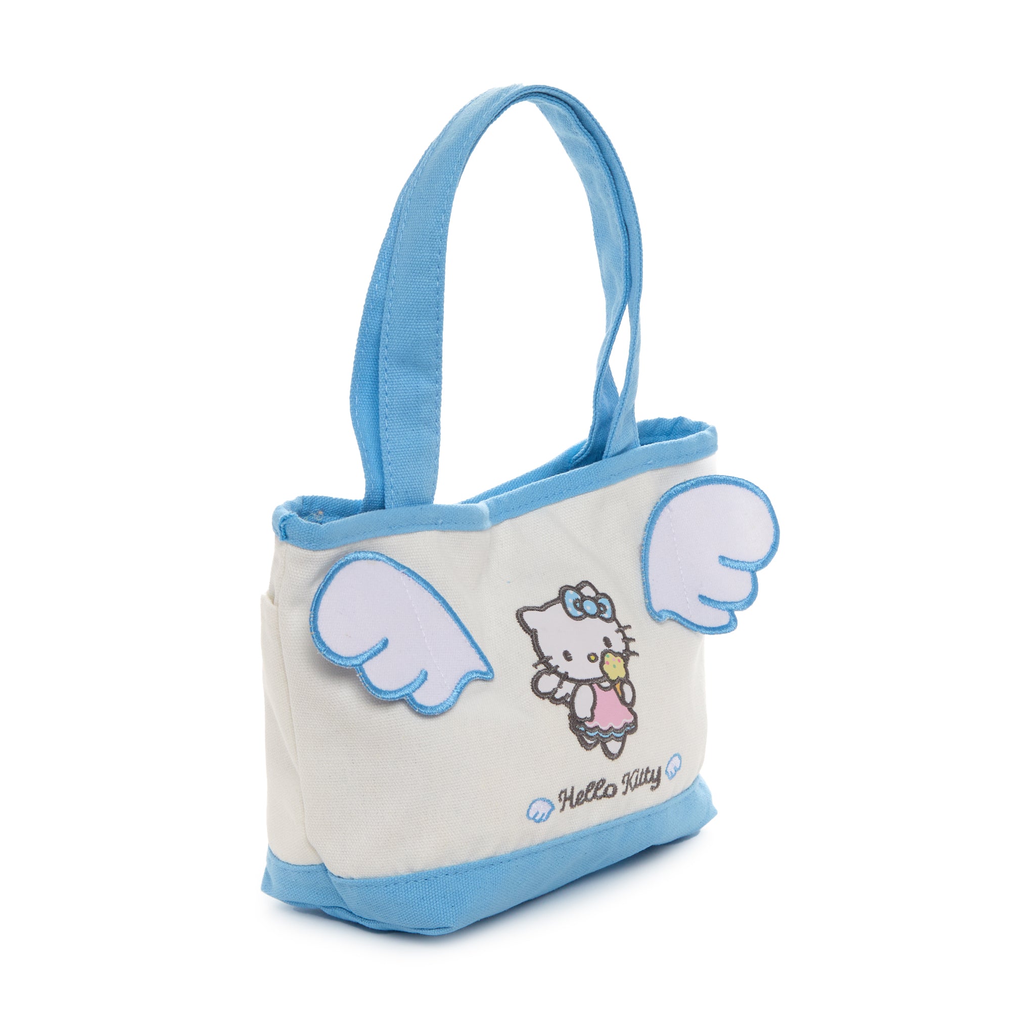 Interior detail showing printed lining and zippered pocket of Hello Kitty tote bag
