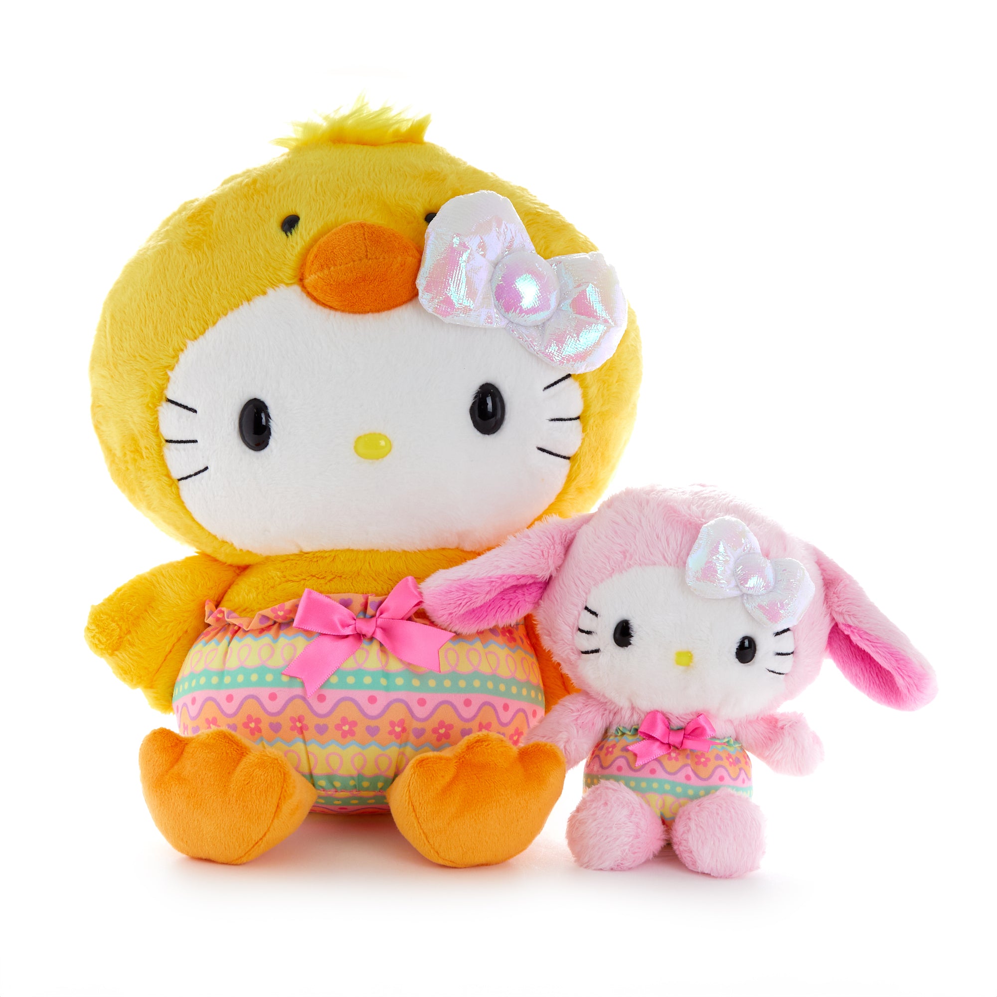 Hello Kitty Easter plush displayed next to seasonal decorations for size reference.