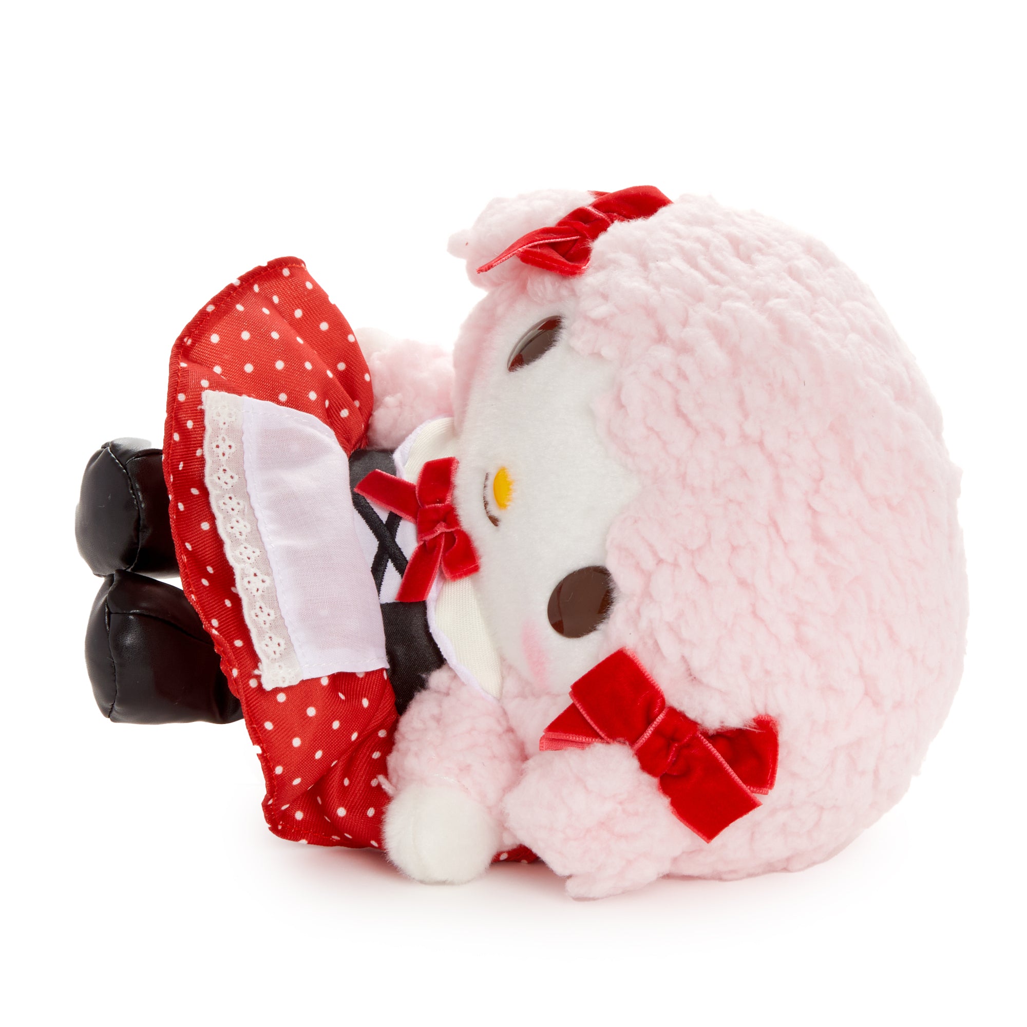Cute retro plush toy with red accents and classic design, perfect for cuddling