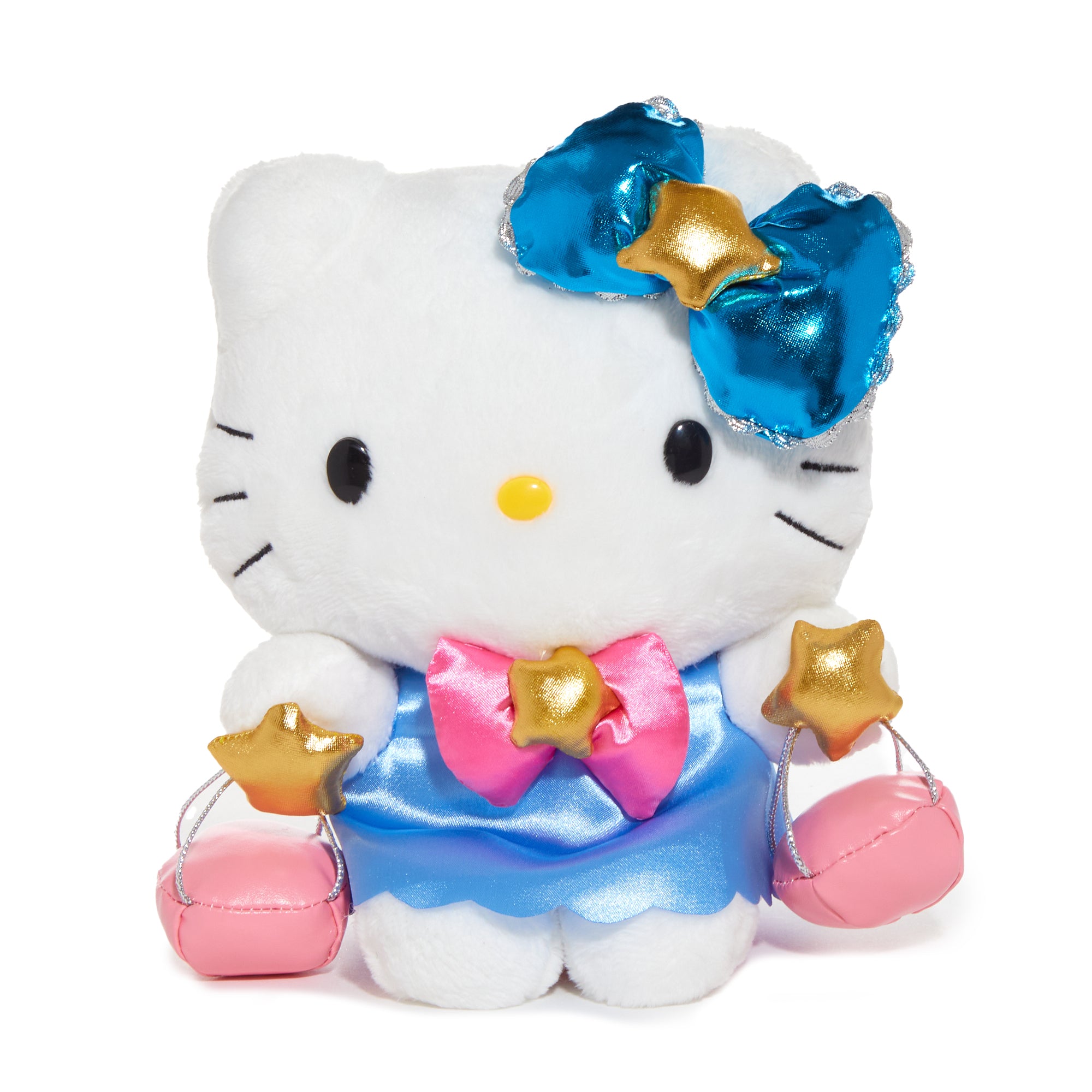 Front view of Hello Kitty plush toy featuring Libra zodiac sign, 8-inch size