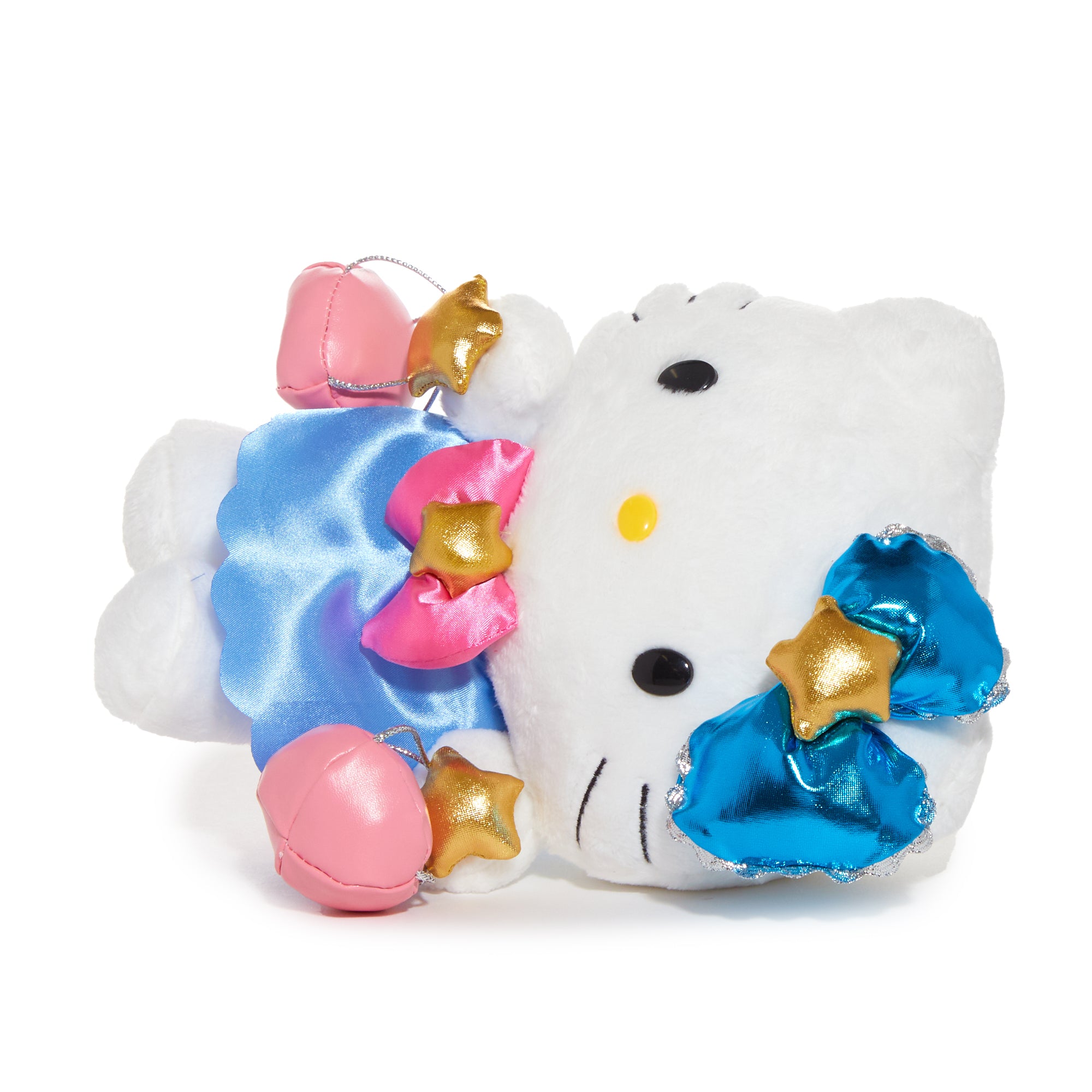 Front view of Hello Kitty plush toy featuring Libra zodiac sign, 8-inch size