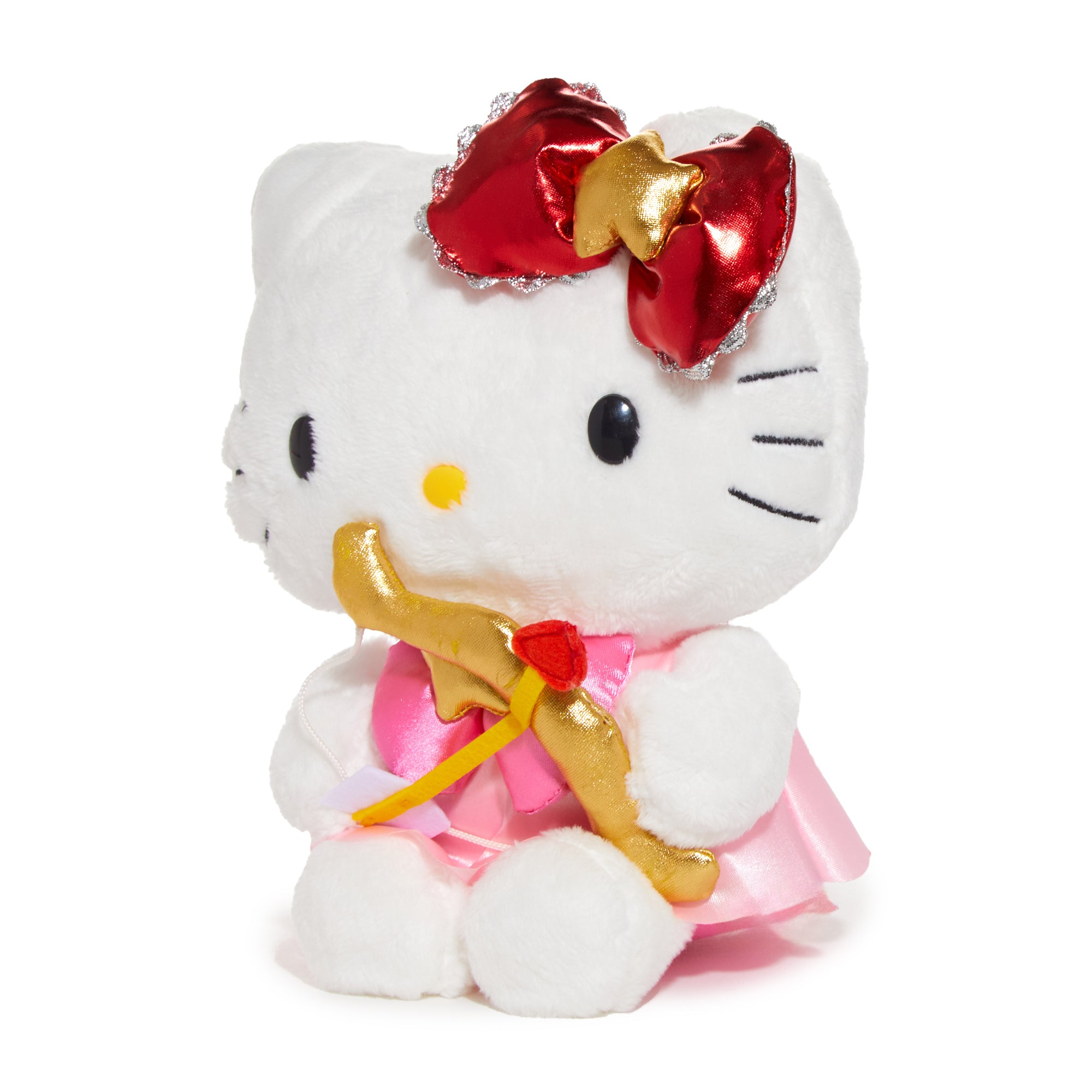 Close-up of the embroidered details on the Hello Kitty plush.