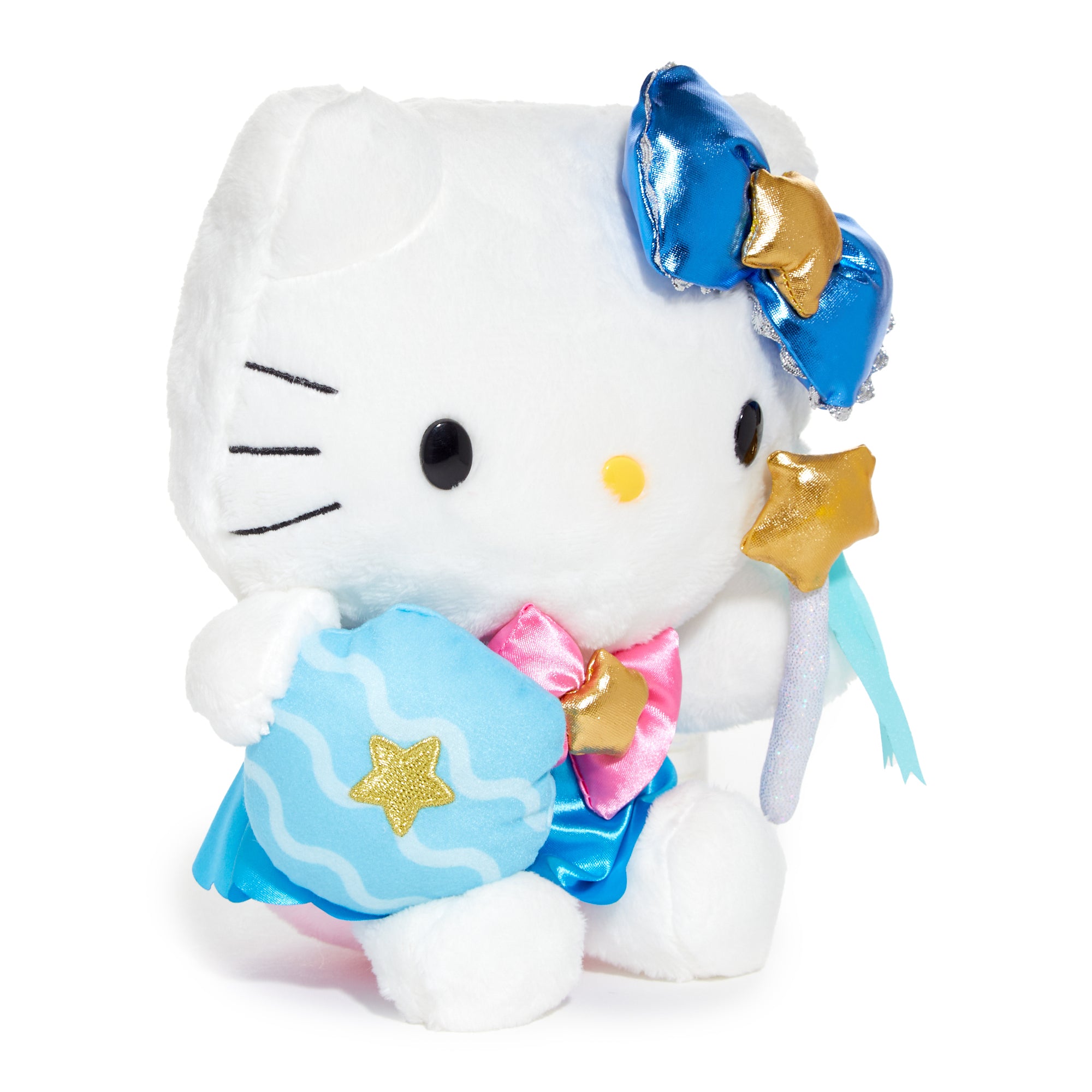 Close-up of the Hello Kitty Aquarius plush toy showcasing its zodiac-inspired design.