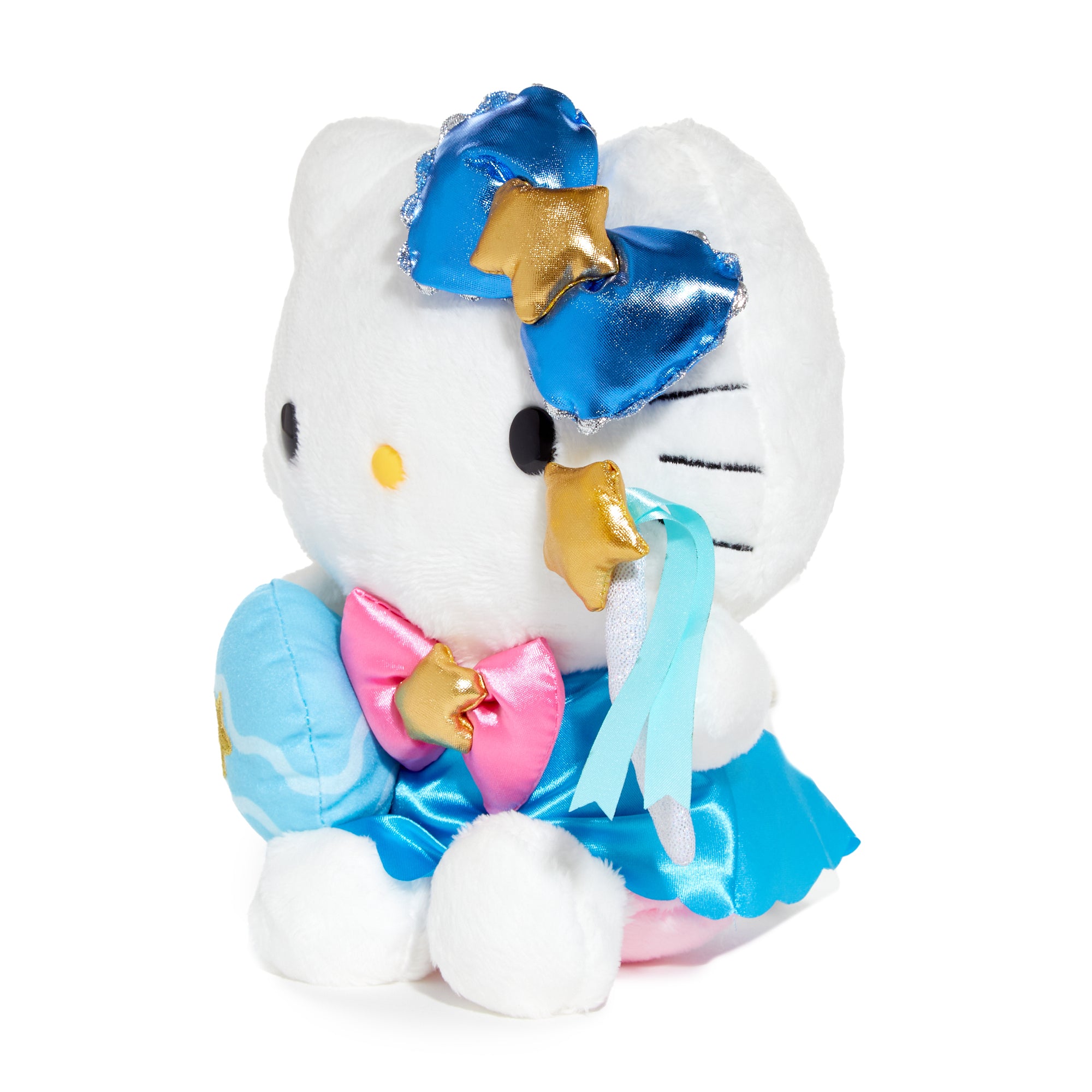 Side view of Hello Kitty Aquarius plush toy, perfect for display.