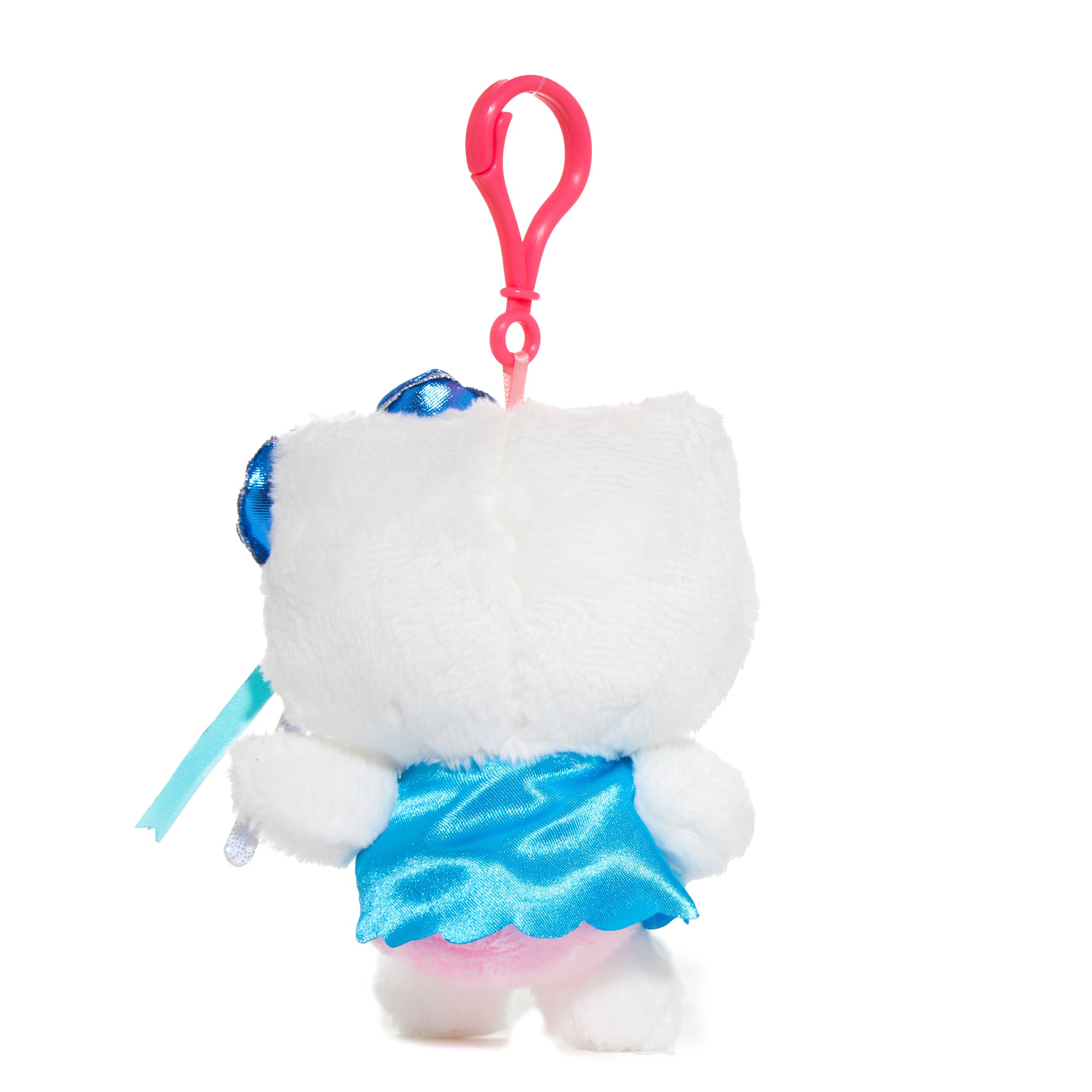 Close-up of the Hello Kitty Aquarius plush showing embroidered details.