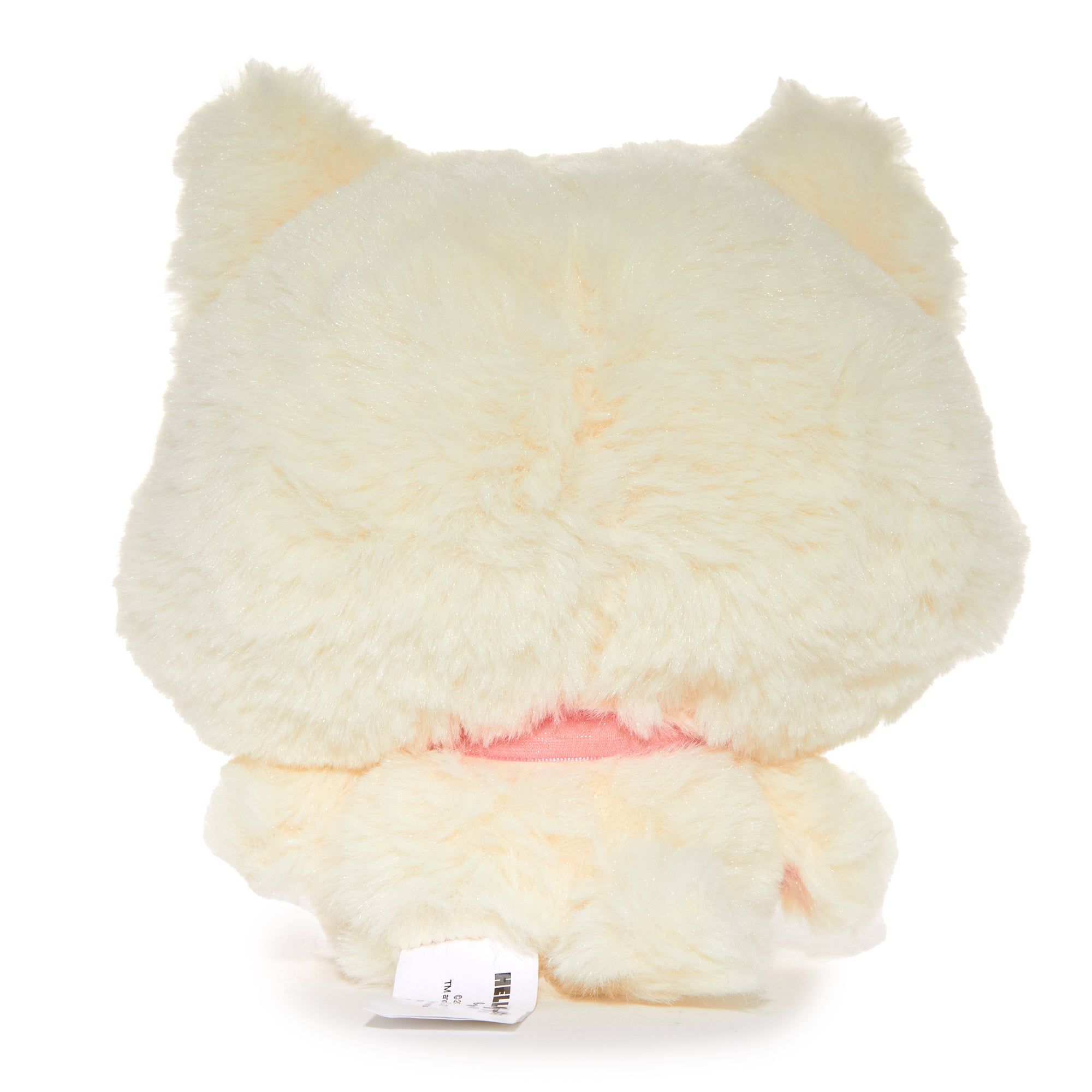 Front view of Hello Kitty kitten plush toy with pastel colors.