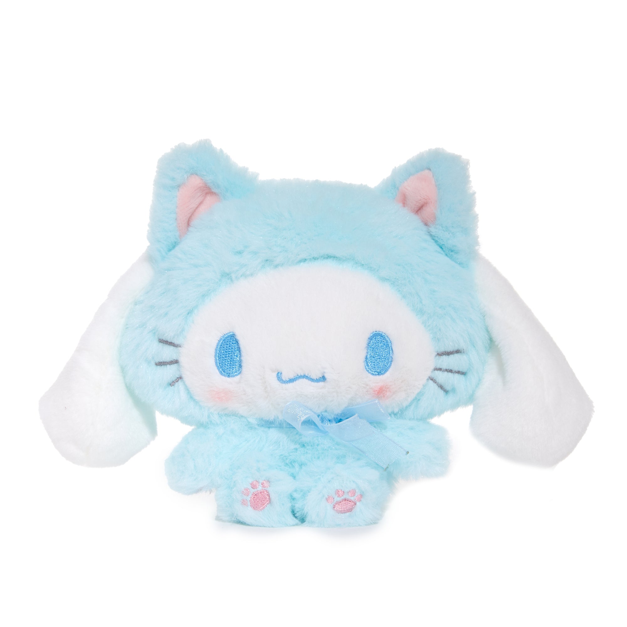 Cinnamoroll kitten plush toy showcasing its cute features and soft texture.
