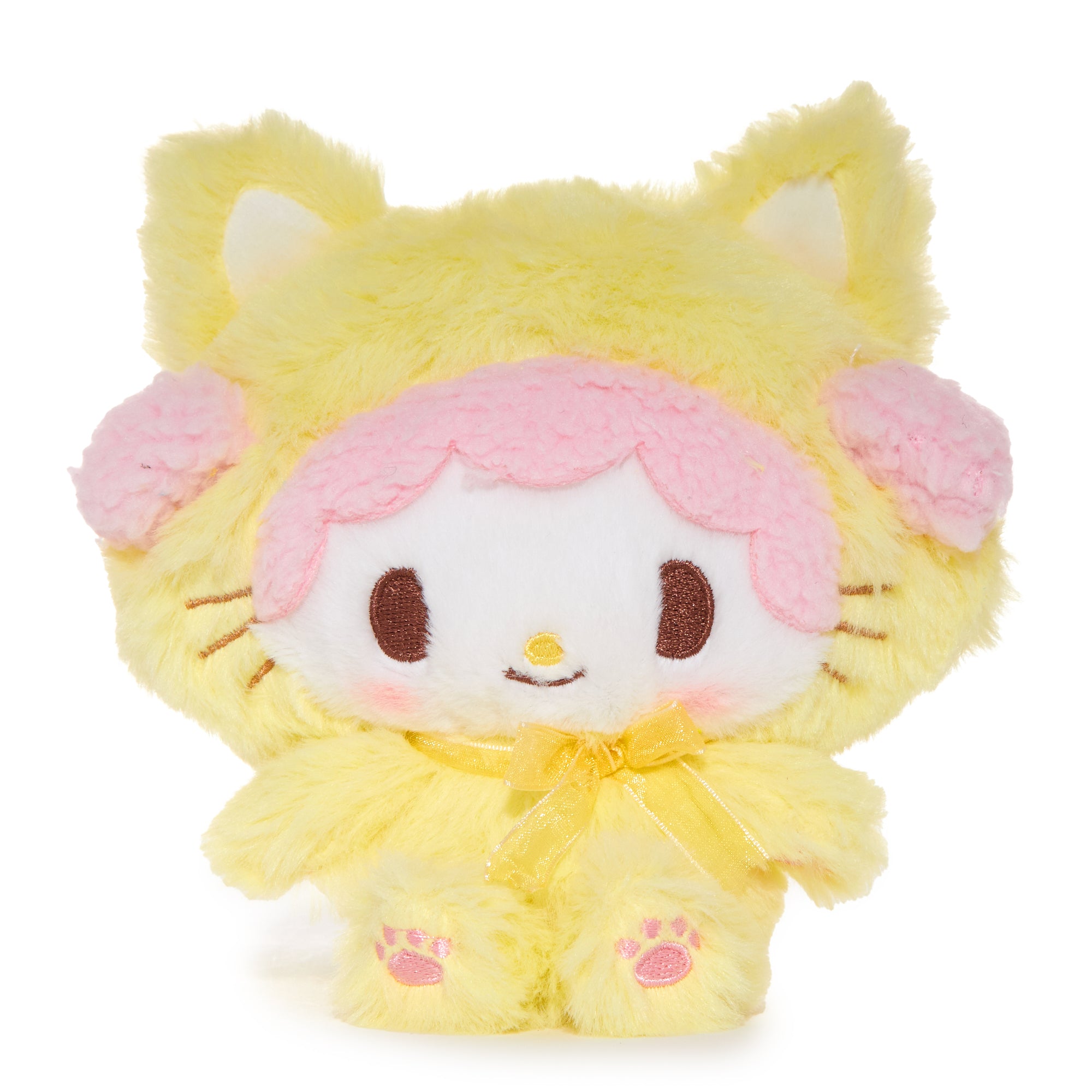 Front view of My Sweet Piano 6-inch kitten mascot plush with pastel colors and embroidered features