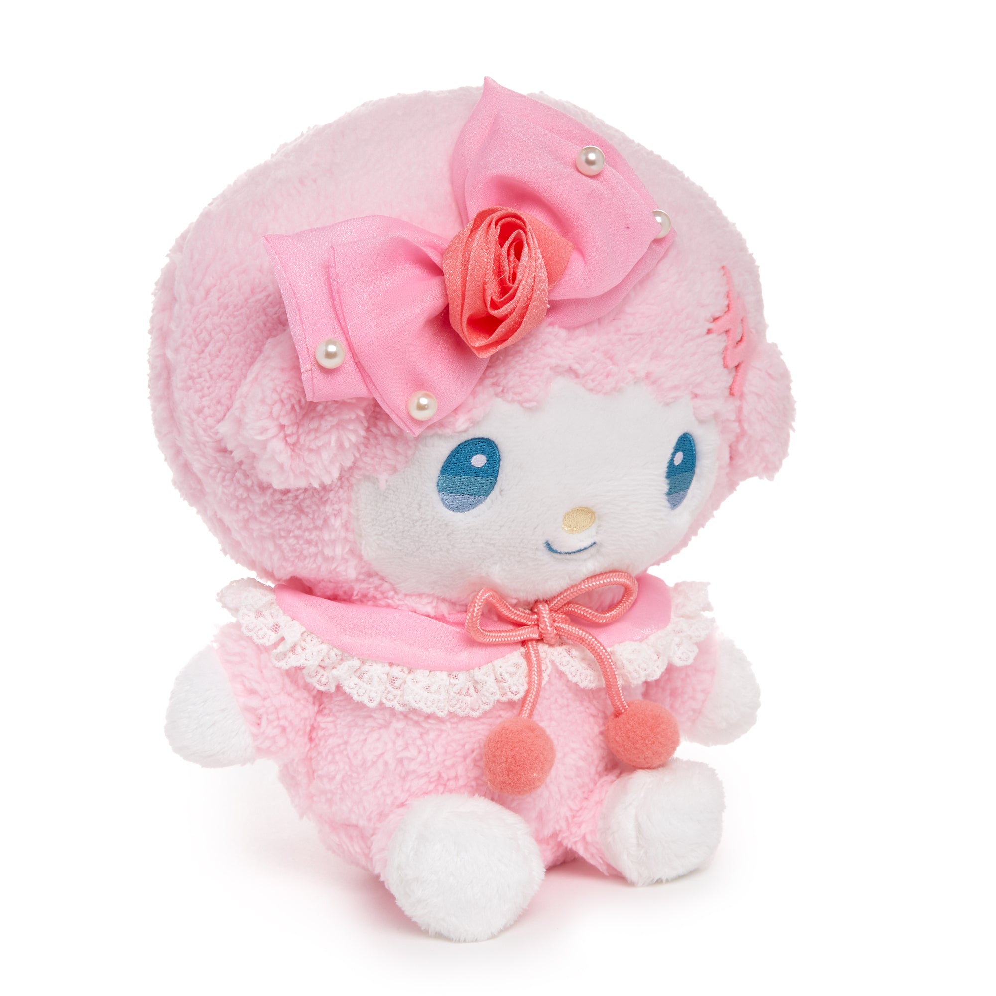 My Sweet Piano plush toy back view, highlighting the pom pom and mini cape