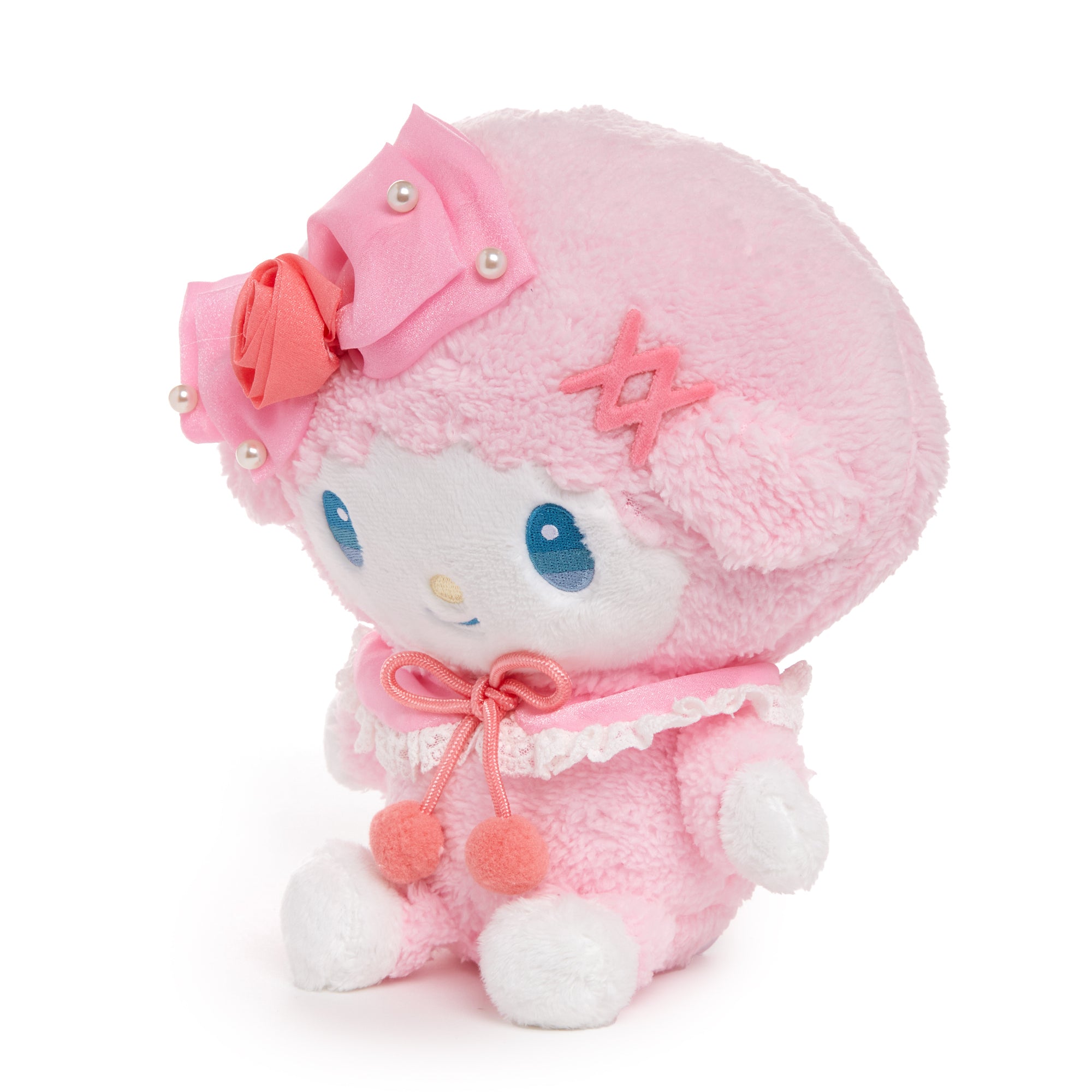 My Sweet Piano 9" plush toy front view, showing pink rose and bow details