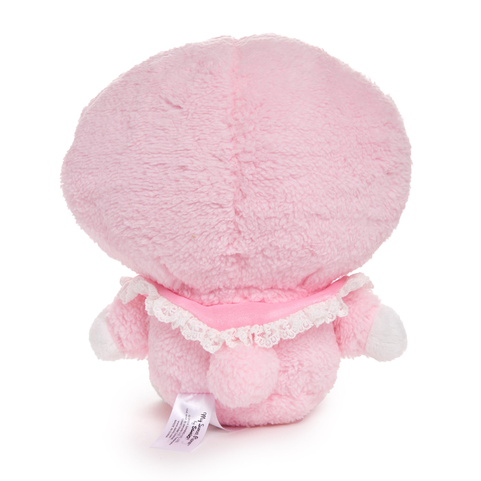 My Sweet Piano plush toy back view, highlighting the pom pom and mini cape