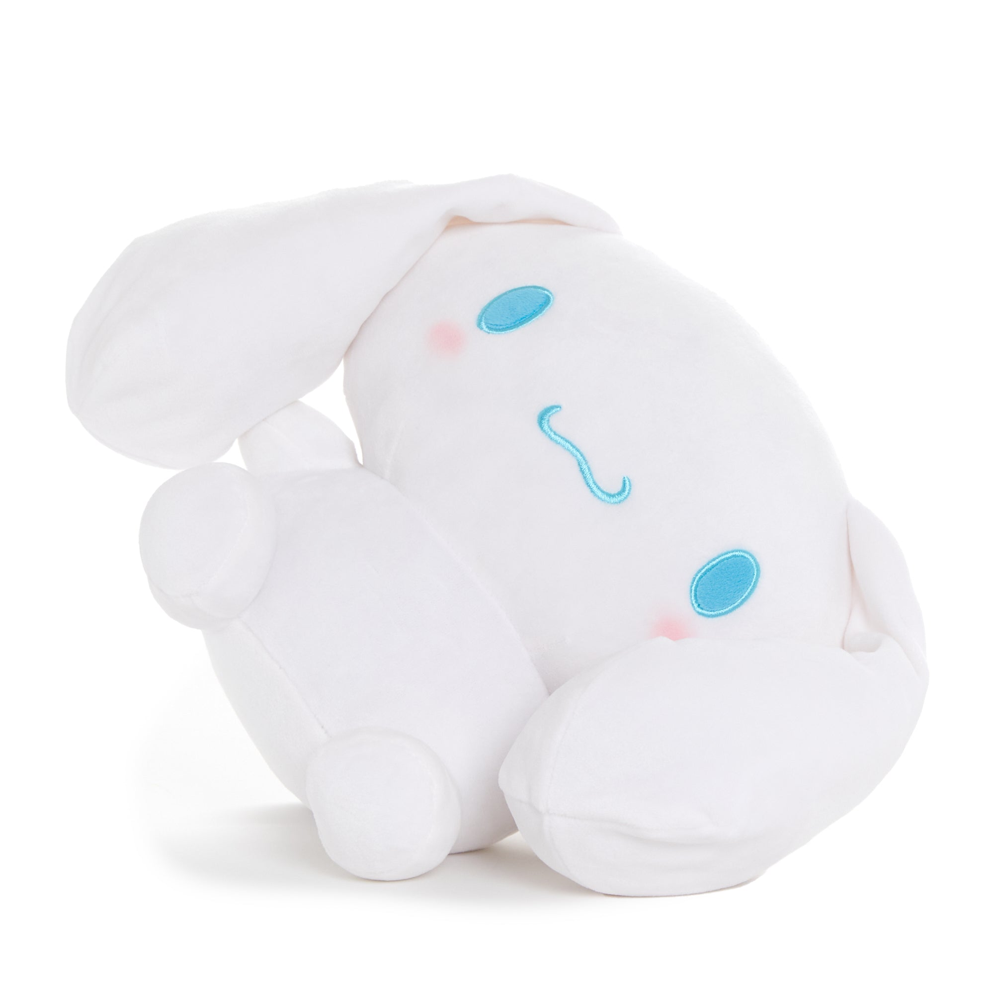 Close-up shot of mocha plush sanrio stitching and embroidery on Cinnamorolls ears