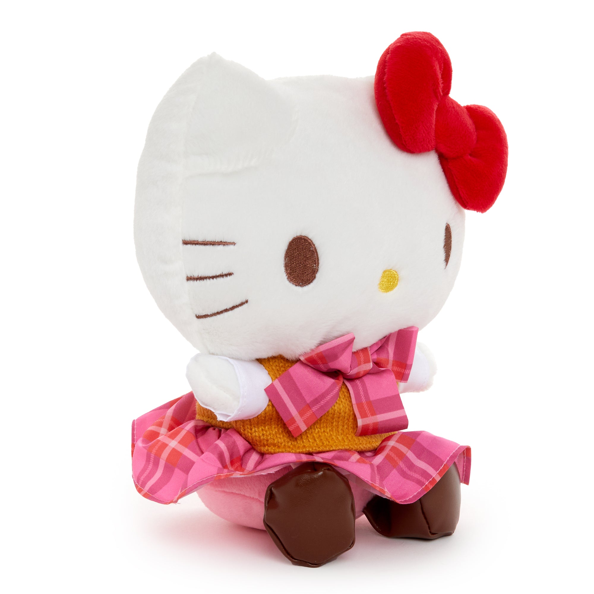 Close-up of the embroidered detail on the Hello Kitty plush toy