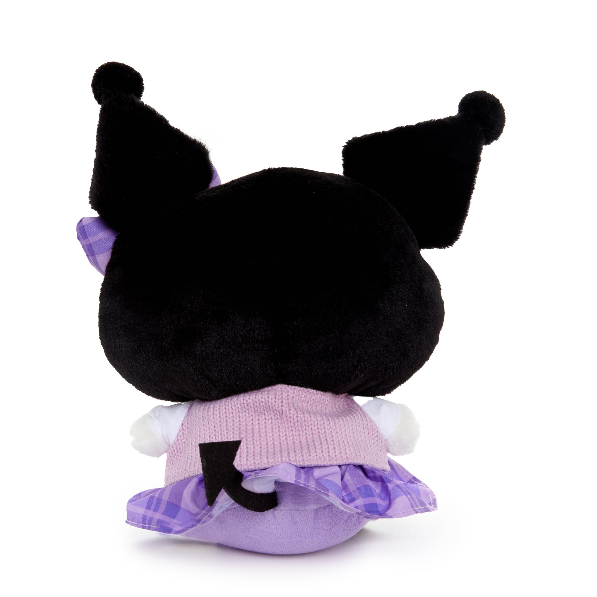 Side angle of the Kuromi plush, showcasing its embroidered details.