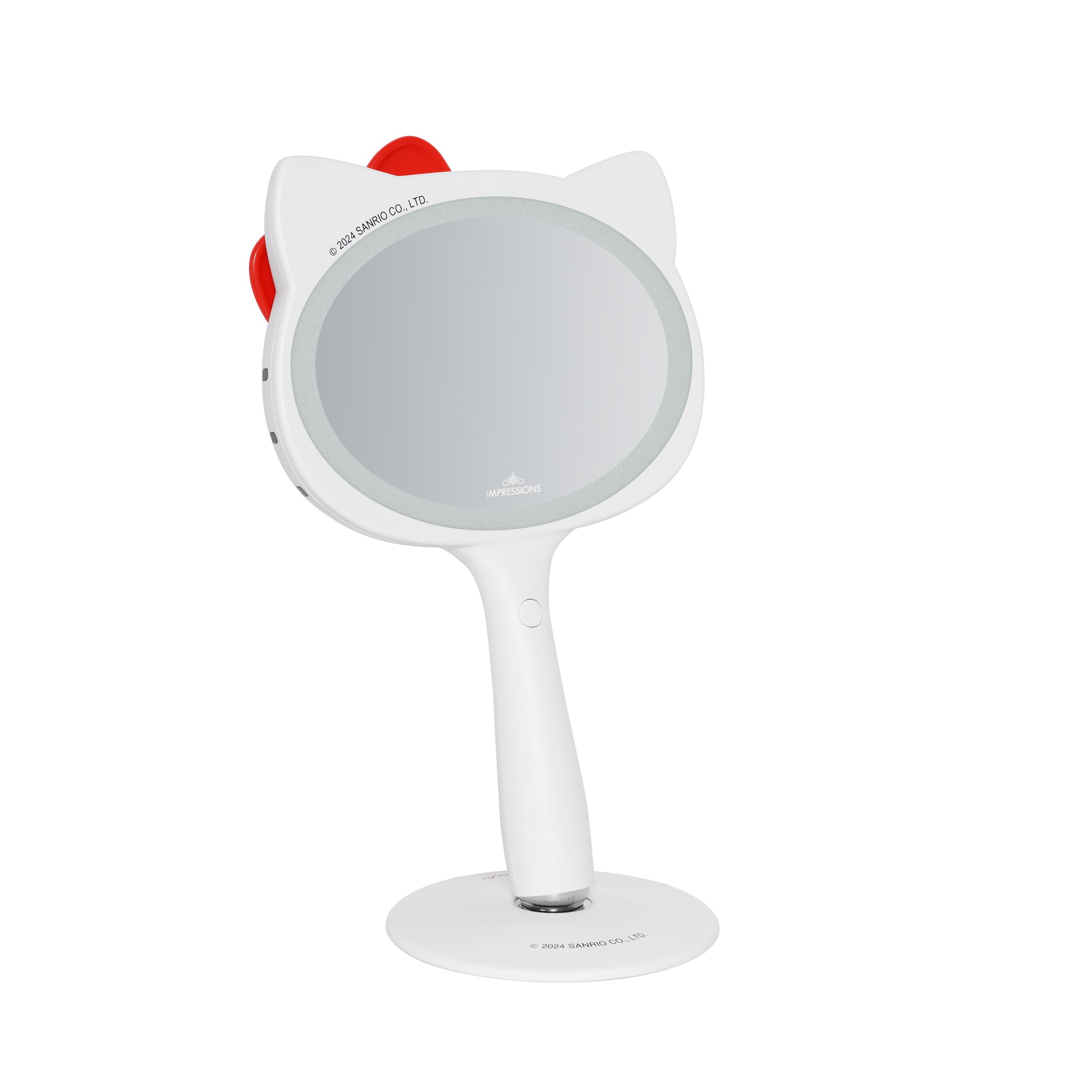 Close-up of the mirrors crystal-clear surface and ultra-bright LED lights