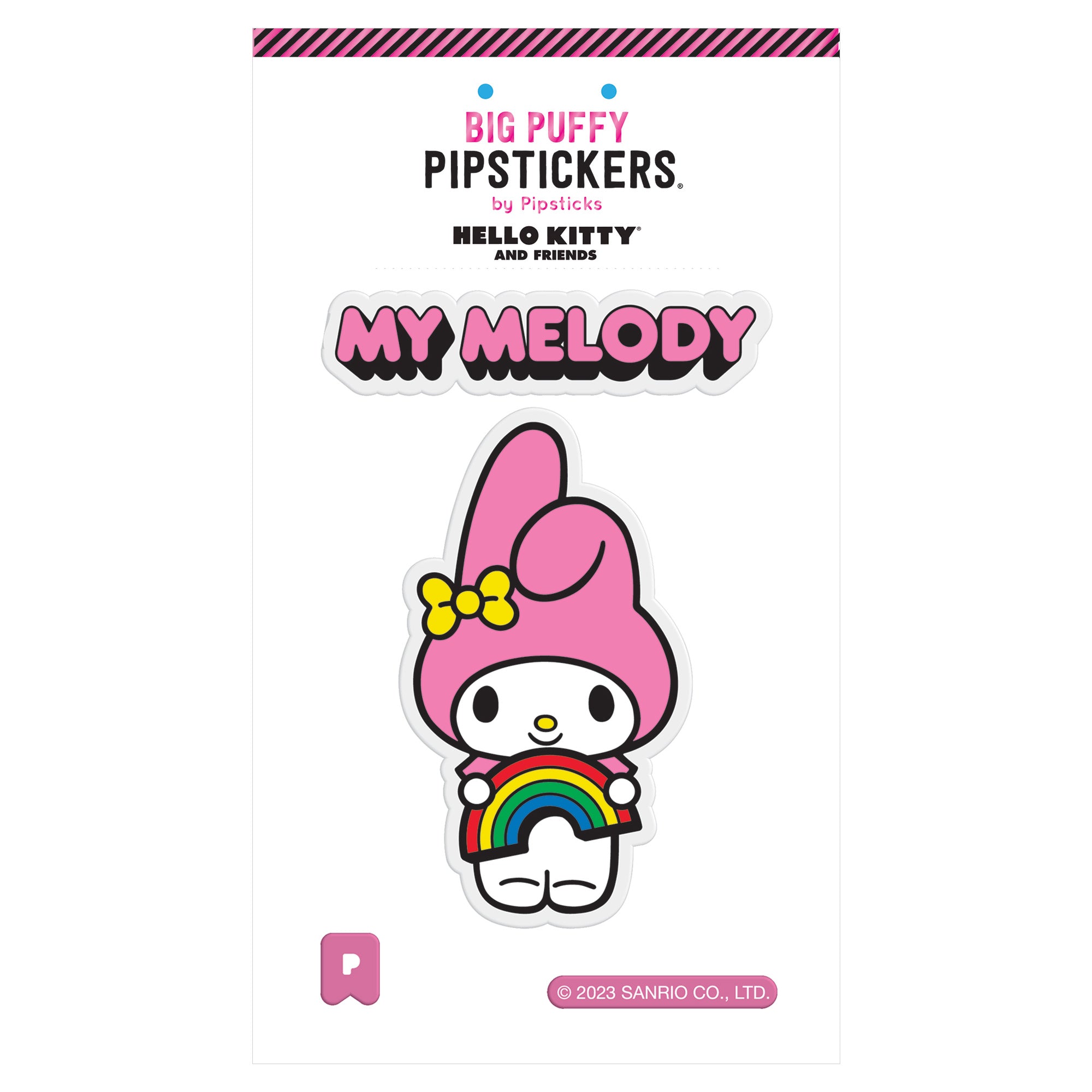 Close-up of My Melody puffy stickers with vibrant colors and 3D texture