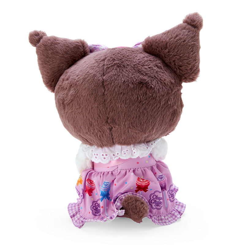 Kuromi collectible plush back view showing the embroidered details and Sanrio x Chupa Chups collaboration tag