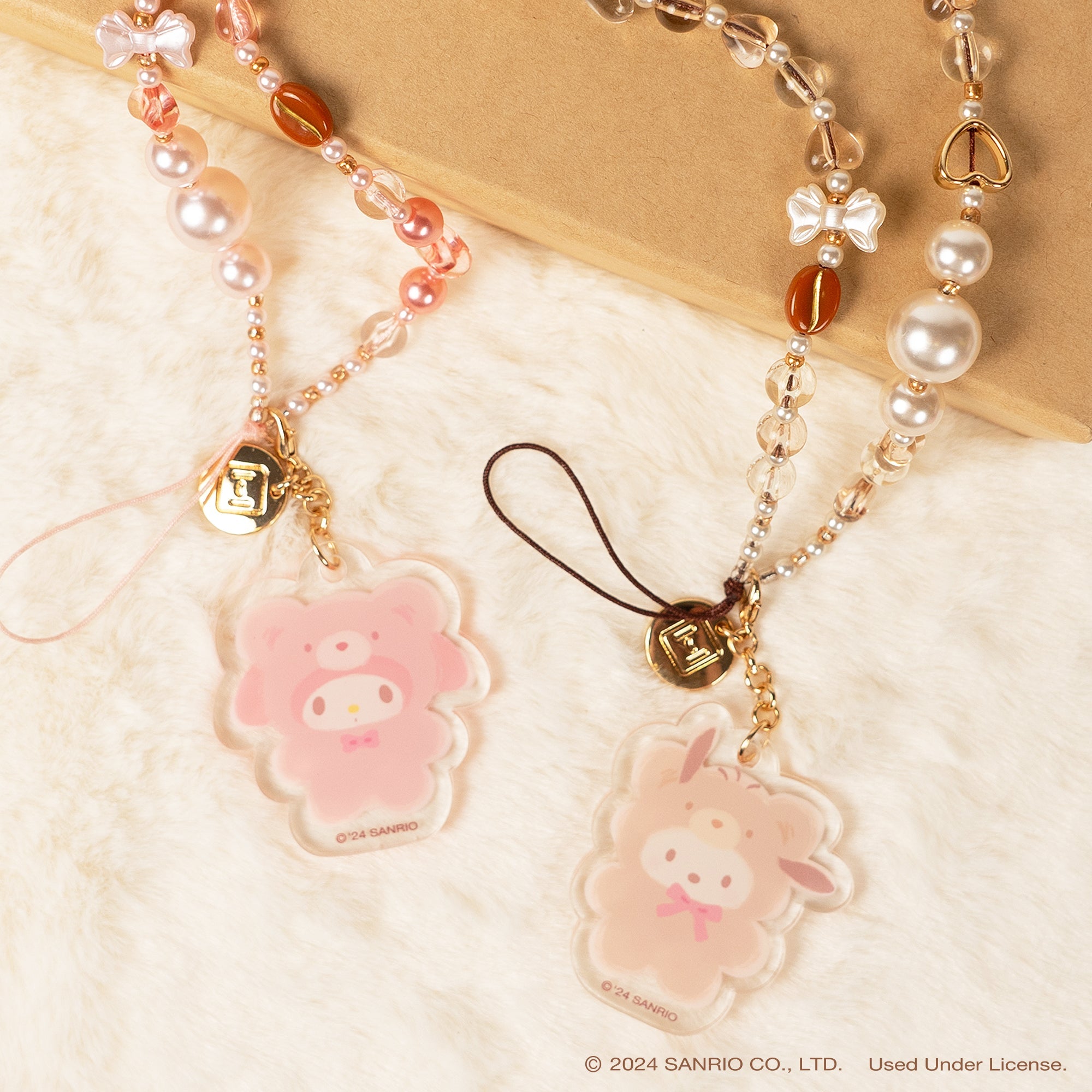 Close-up of the beaded design featuring Hello Kitty and friends