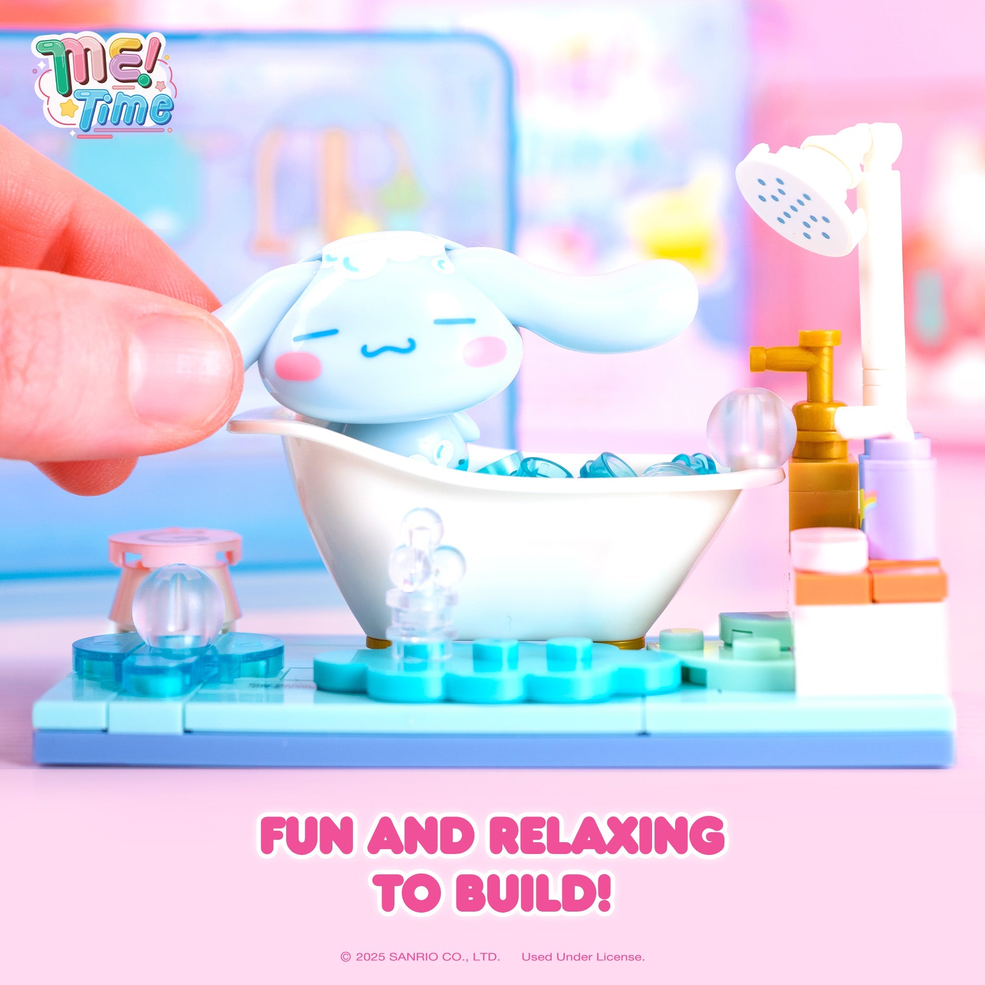 Hello Kitty building blocks set with colorful pieces and characters.