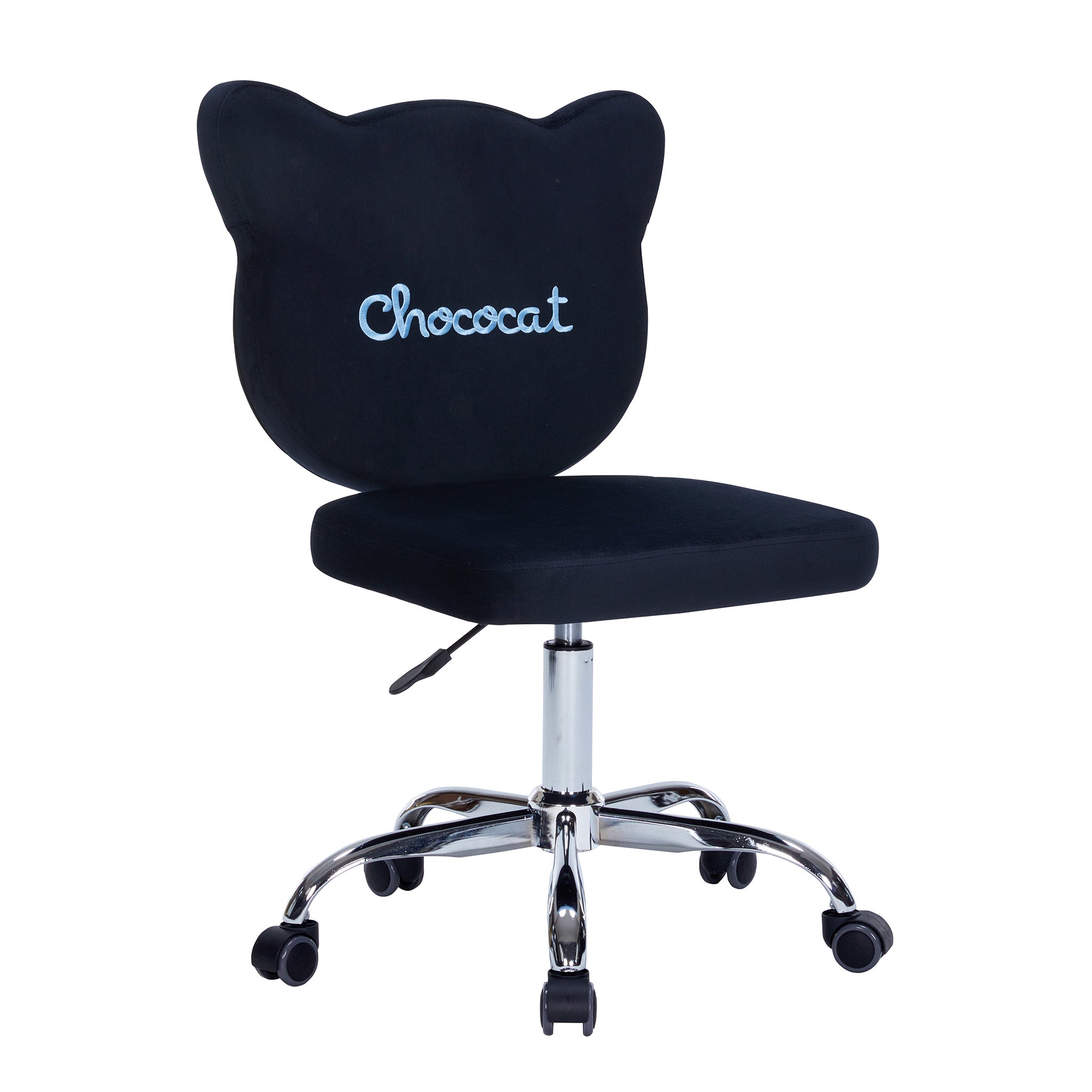 Close-up of Chococat vanity chair’s velvet fabric and collar detailing