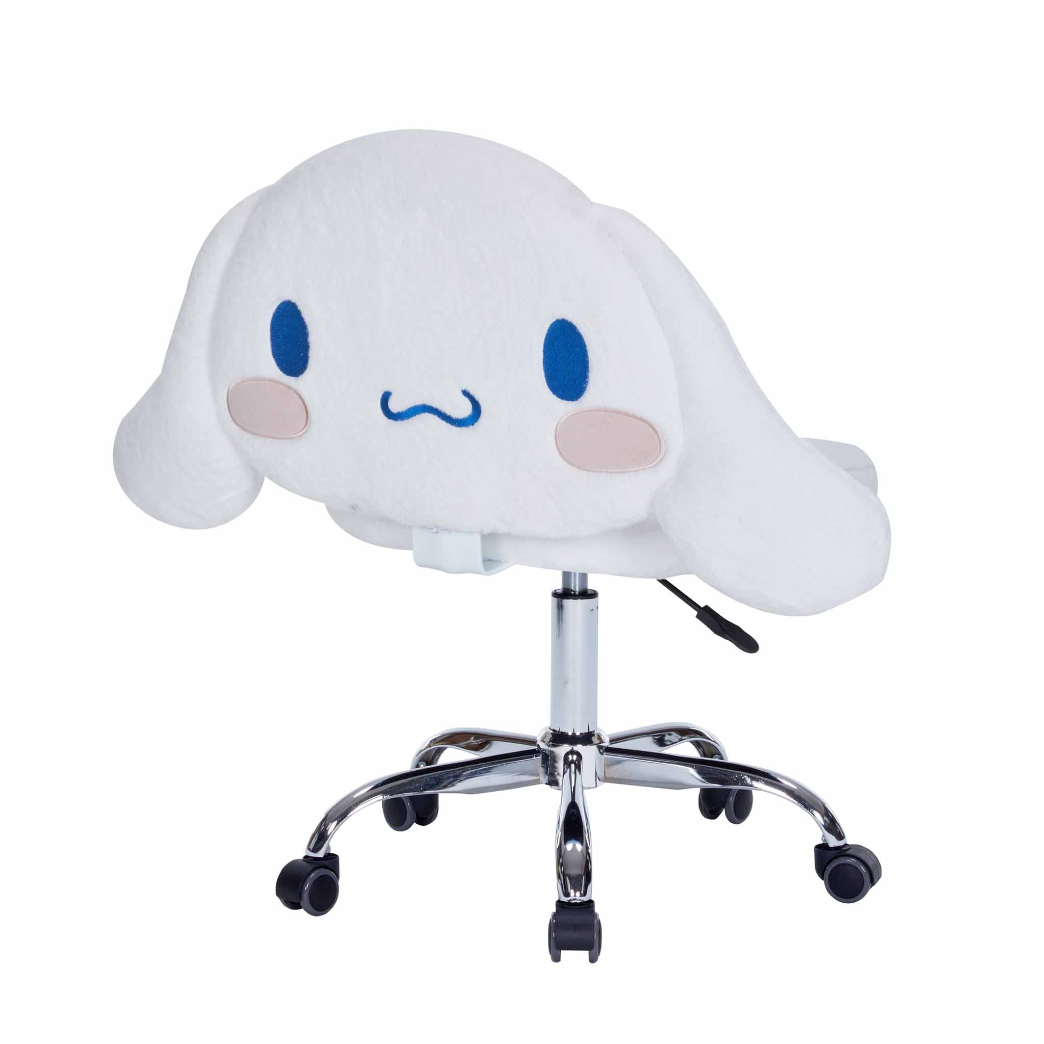 Close-up of the Cinnamoroll chairs 3D ears and embroidered details.