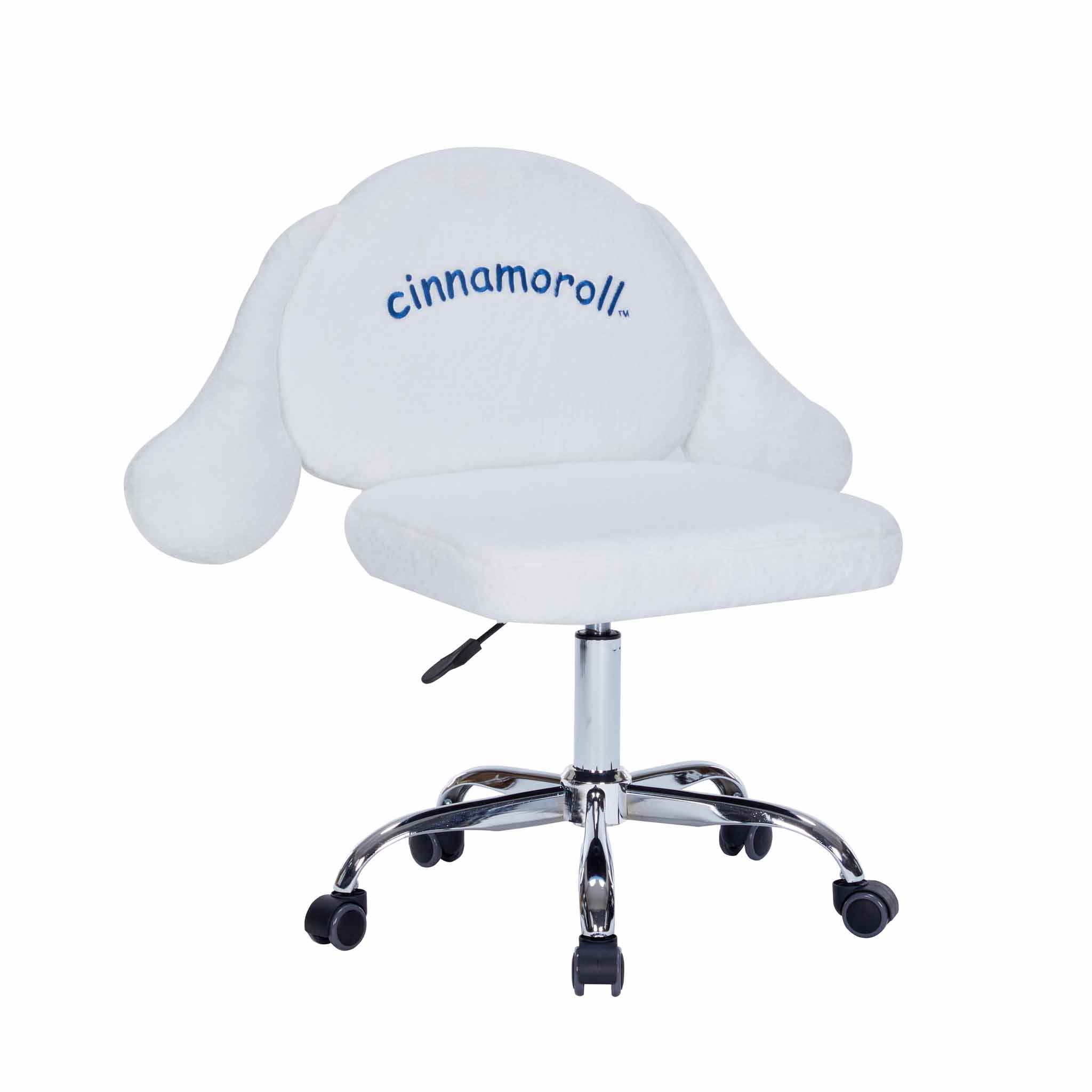 Cinnamoroll swivel makeup chair showcasing its plush velvet fabric.