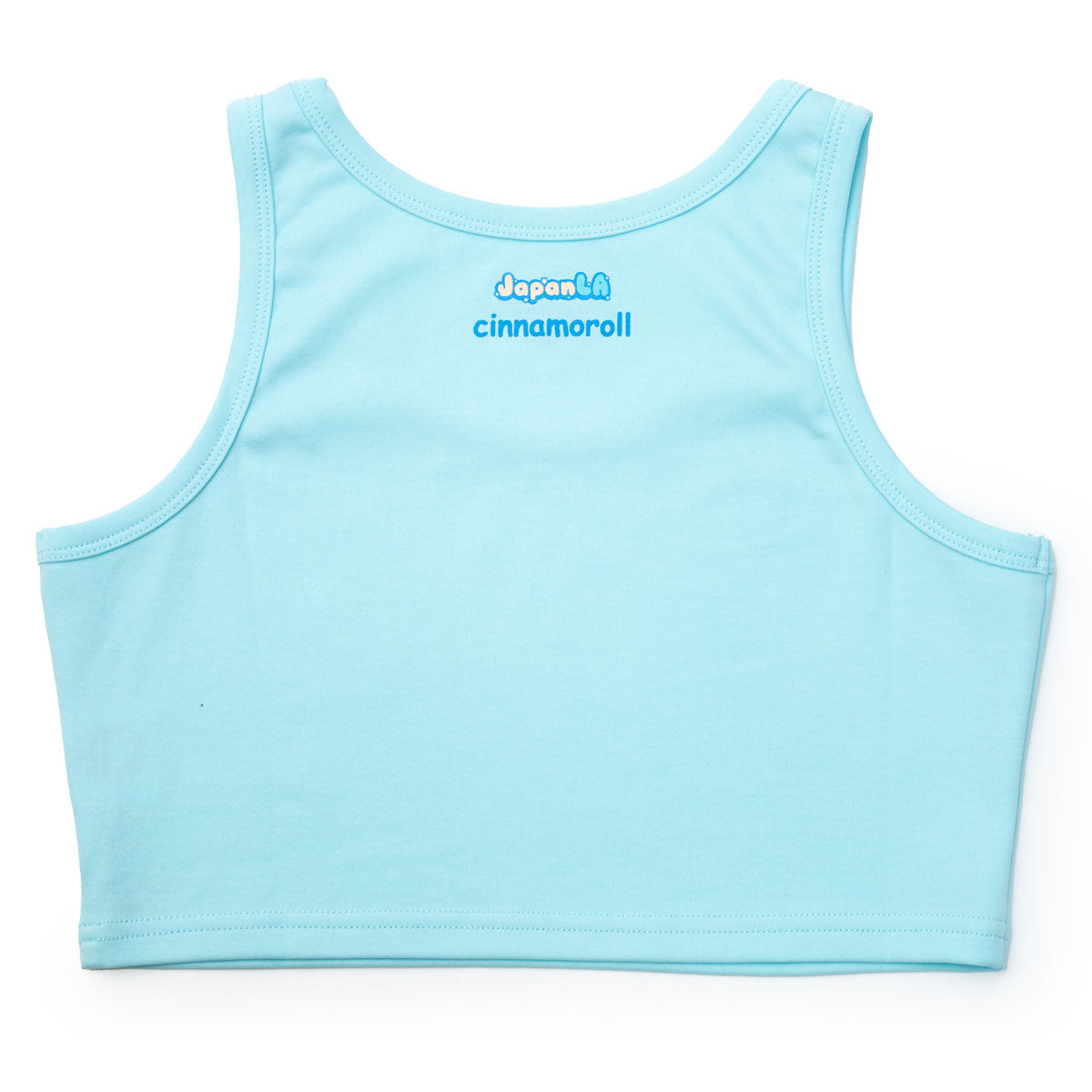 Back view showing the JapanLA logo and Cinnamorolls name on the crop top