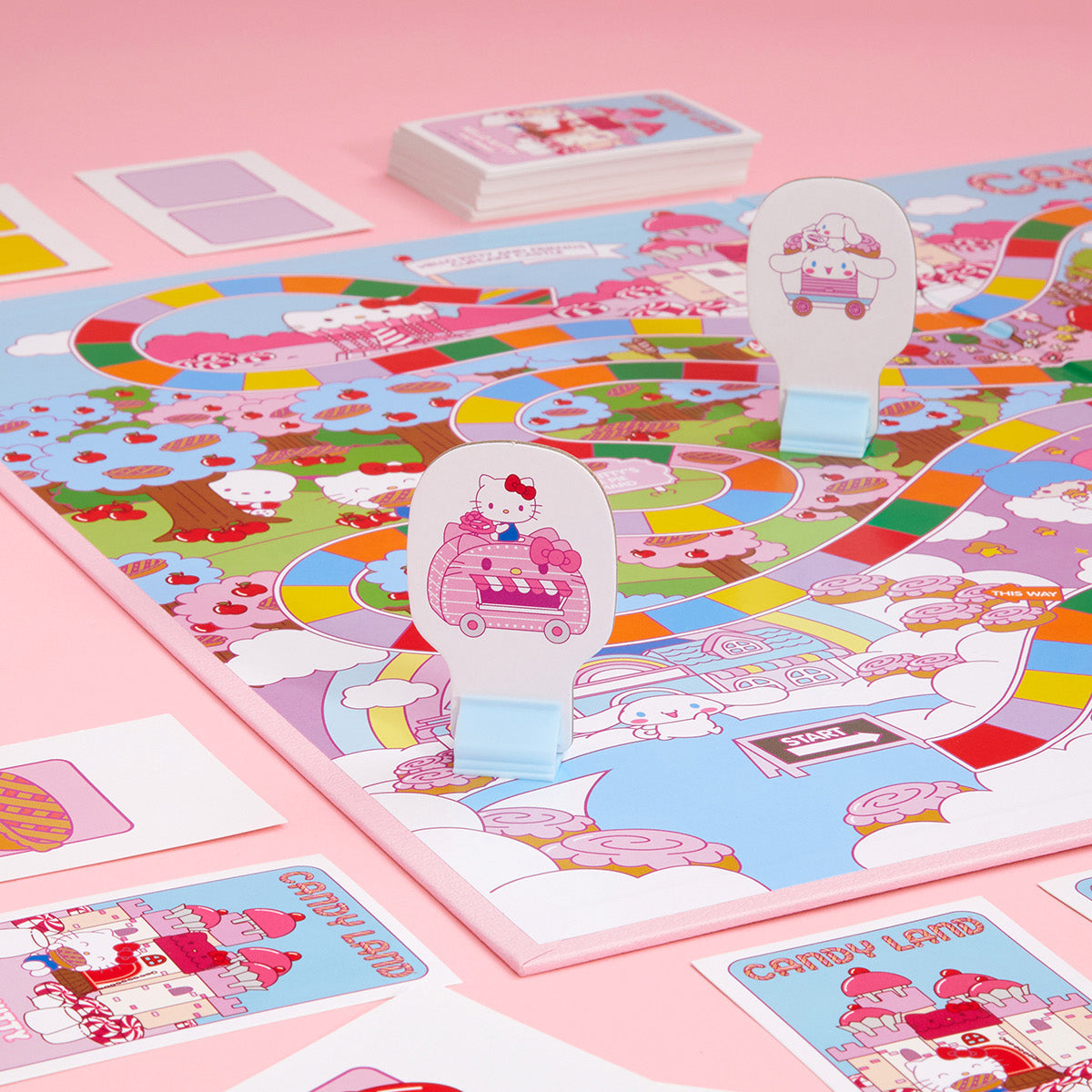 Hello Kitty, My Melody, Cinnamoroll, and Kuromi character movers with stands