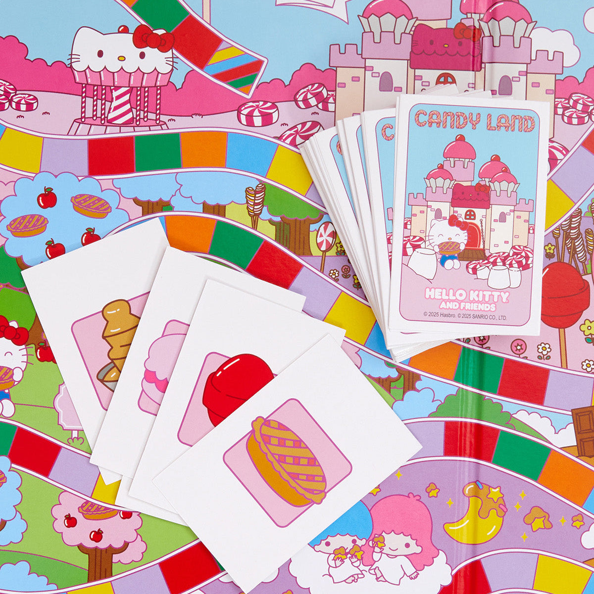 Hello Kitty Candy Land game board with colorful characters and locations