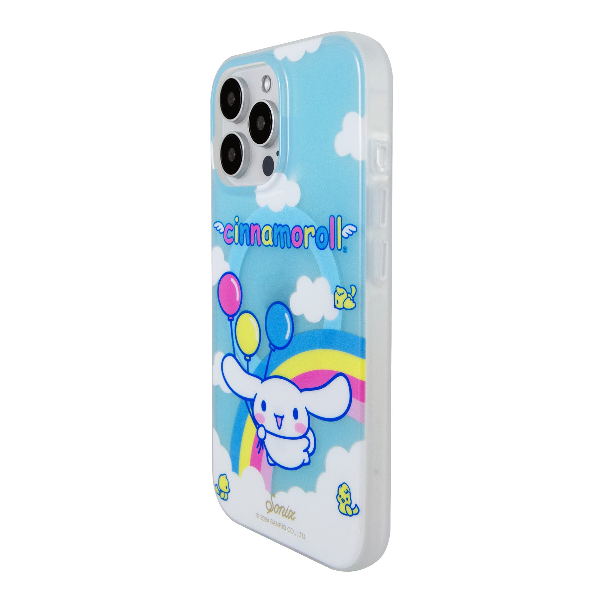 Cinnamoroll case on a desk with lifestyle elements around