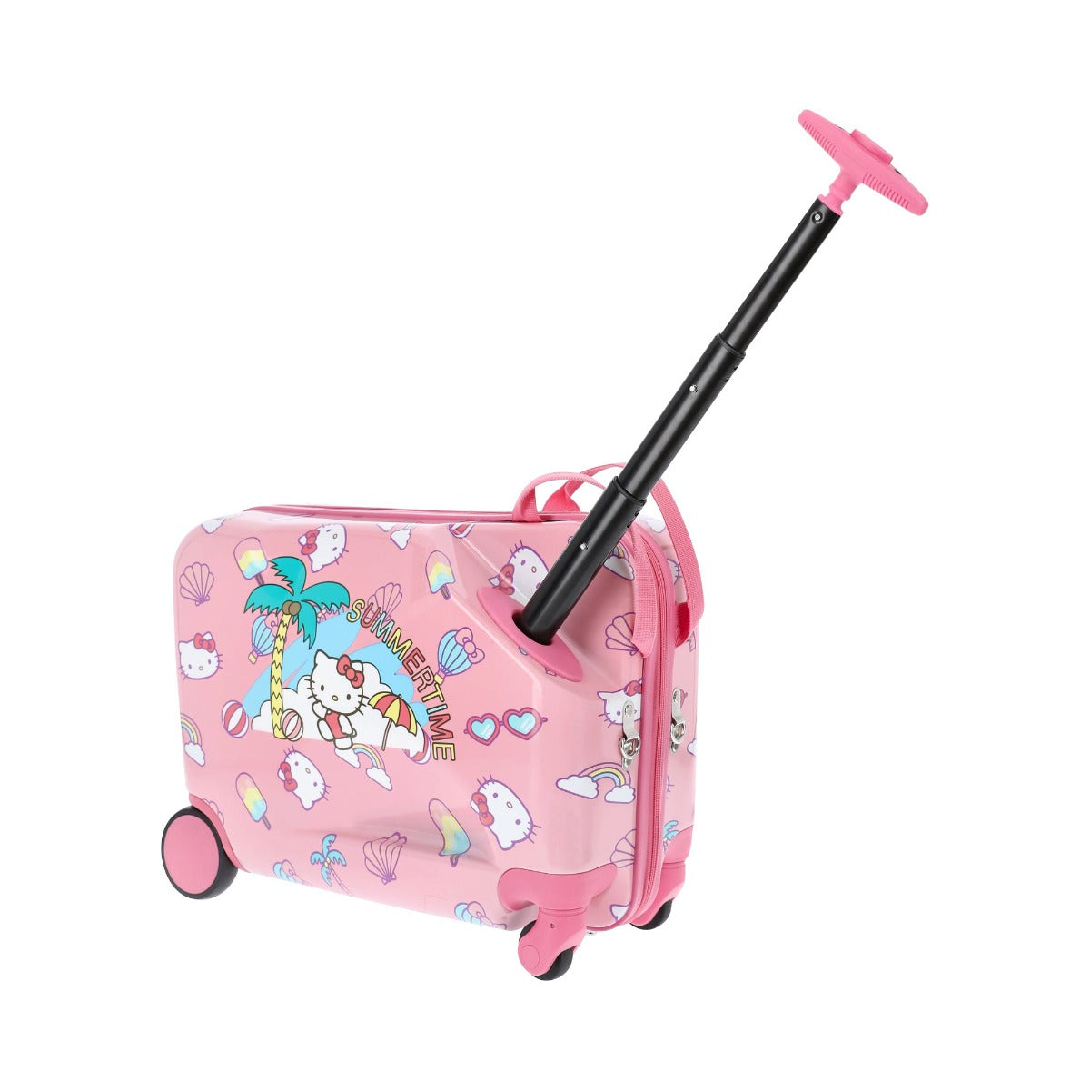 Hello Kitty ride-along kids suitcase in vibrant Summertime design.