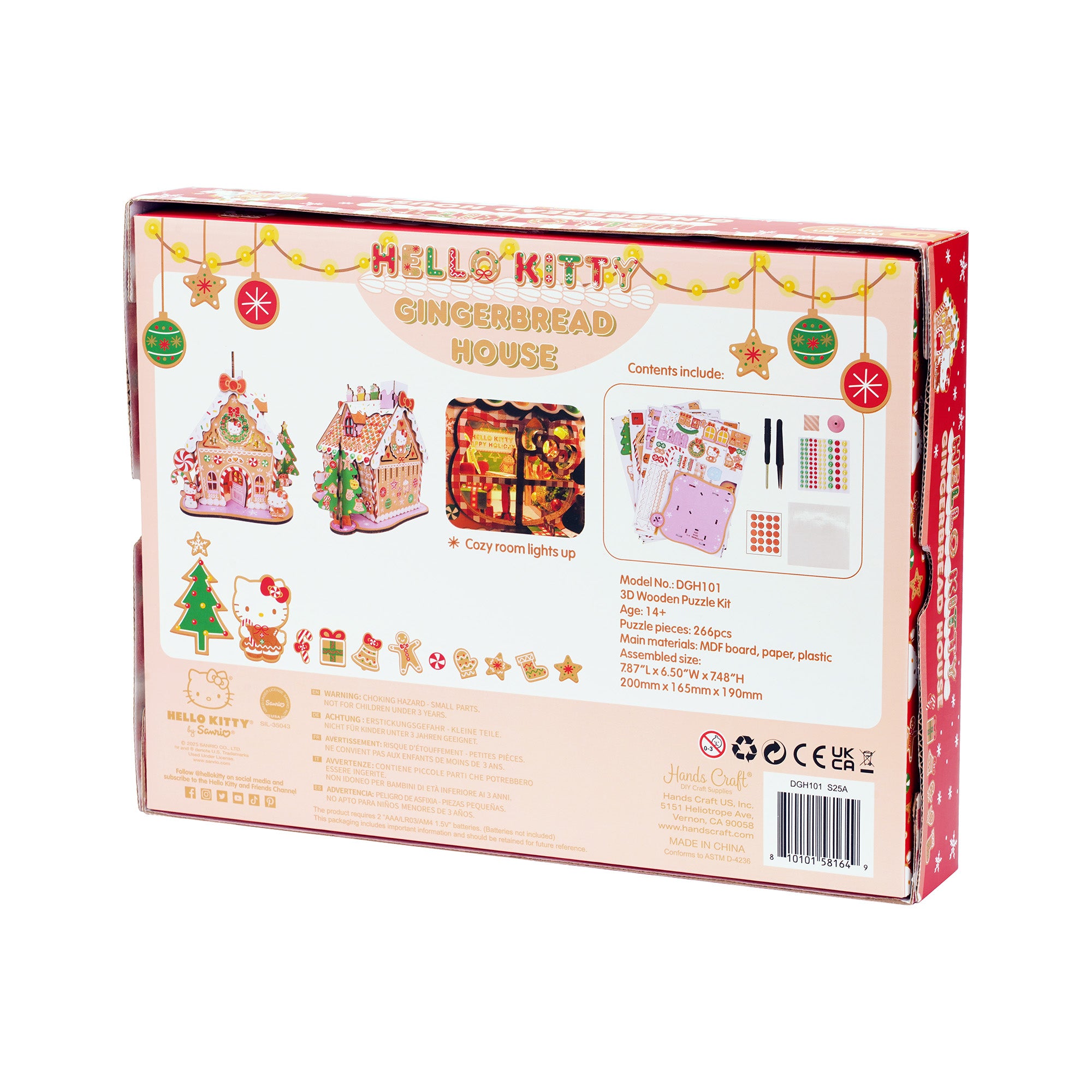 Kids and adults assembling the wooden gingerbread house kit together