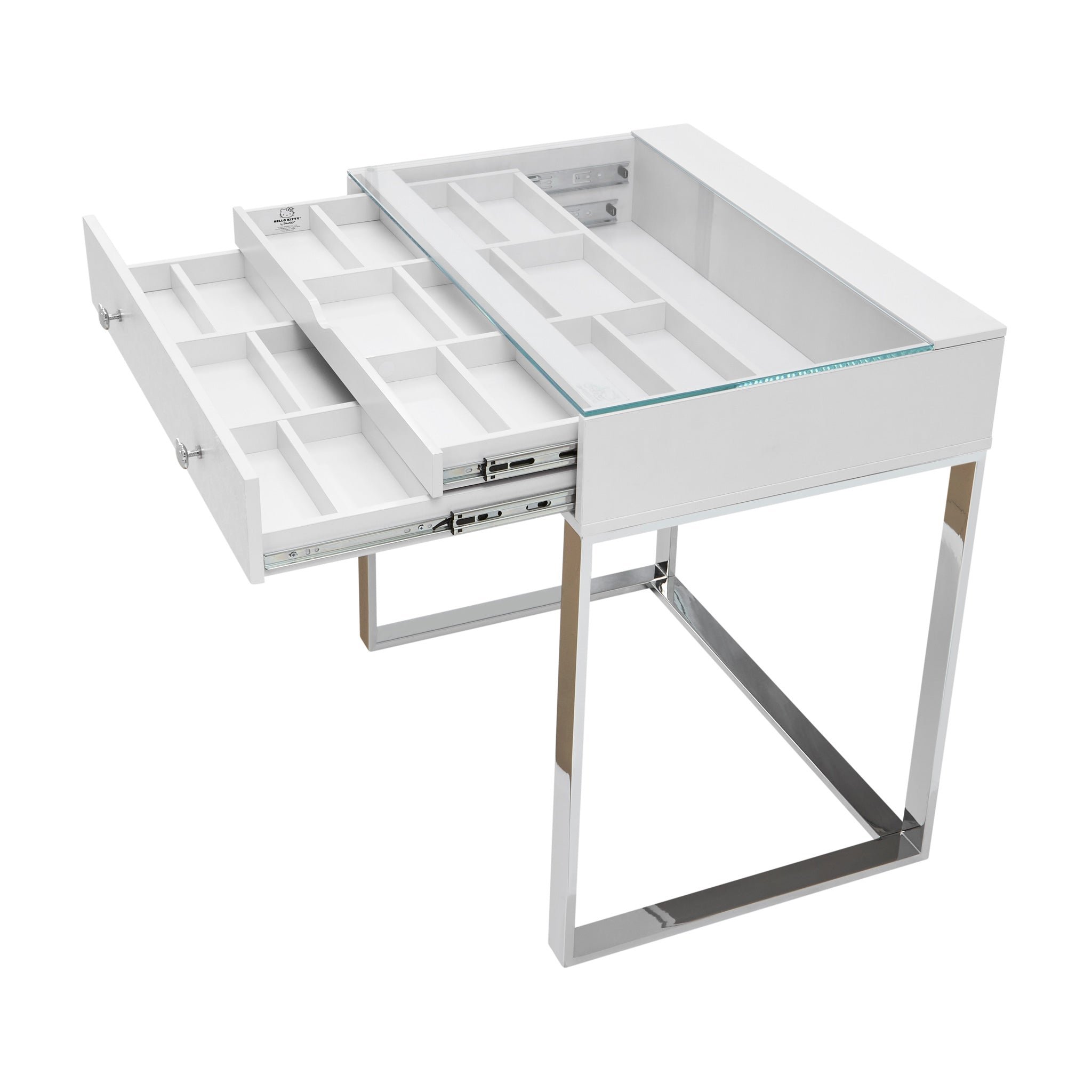 Hello Kitty SlayStation Luxe Premium Vanity Table with clear glass top
