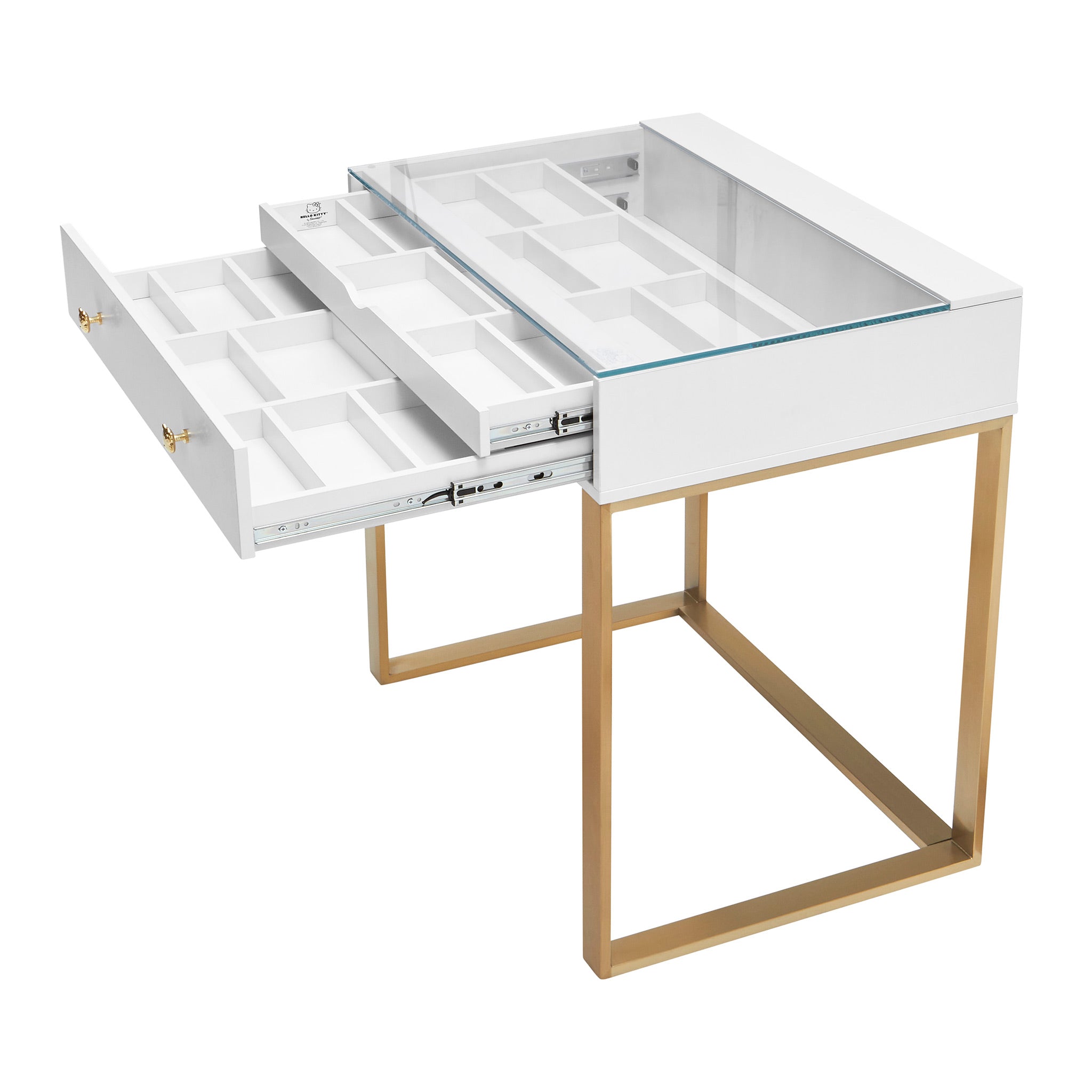 Hello Kitty SlayStation Luxe Premium Vanity Table with clear glass top