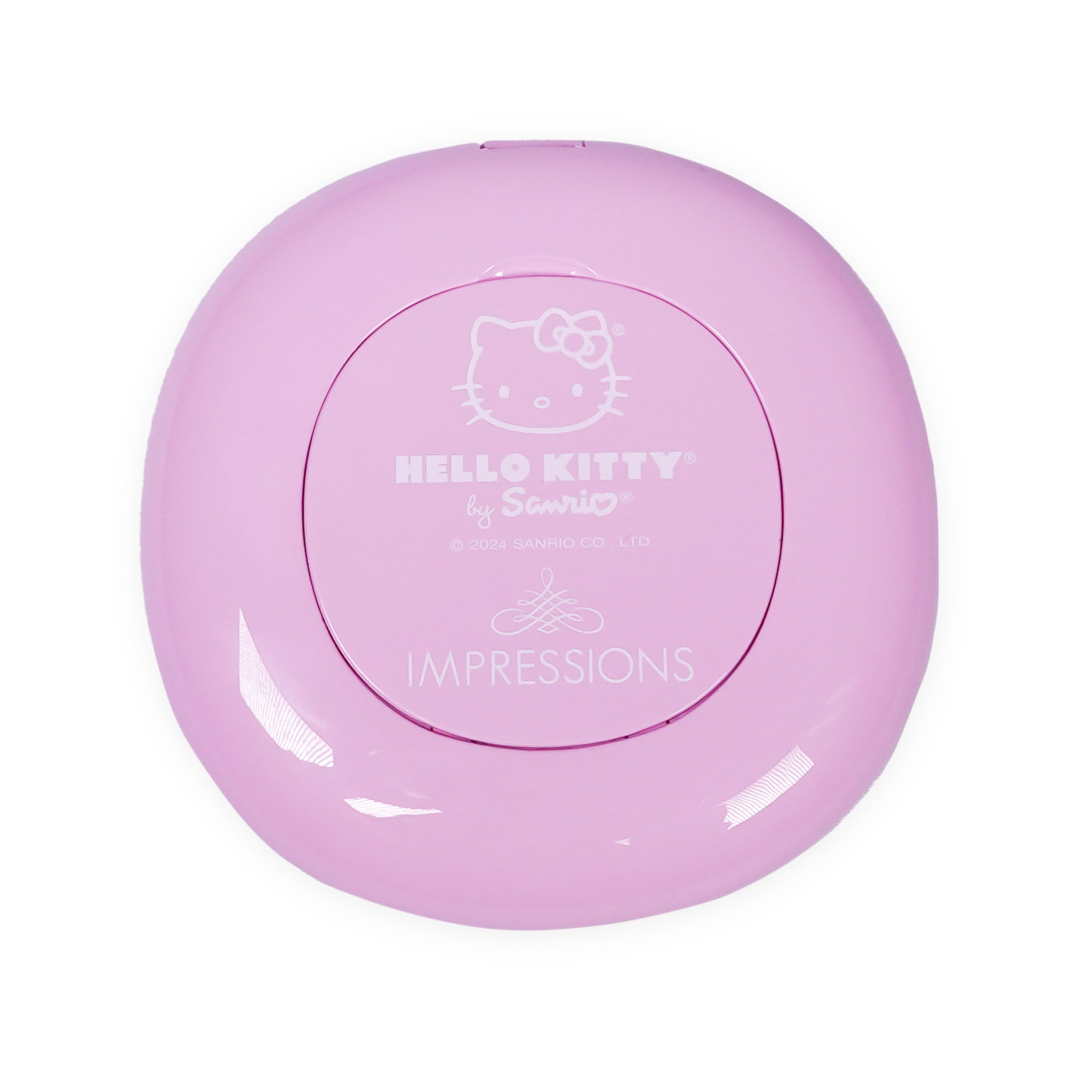 Side view of portable compact mirror with soft-touch sensor