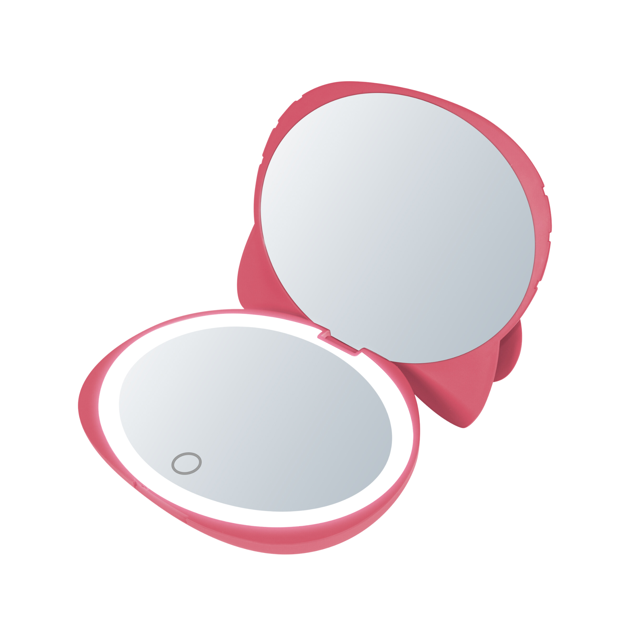 Close-up of the touch sensor and dimmer switch on the Hello Kitty compact mirror