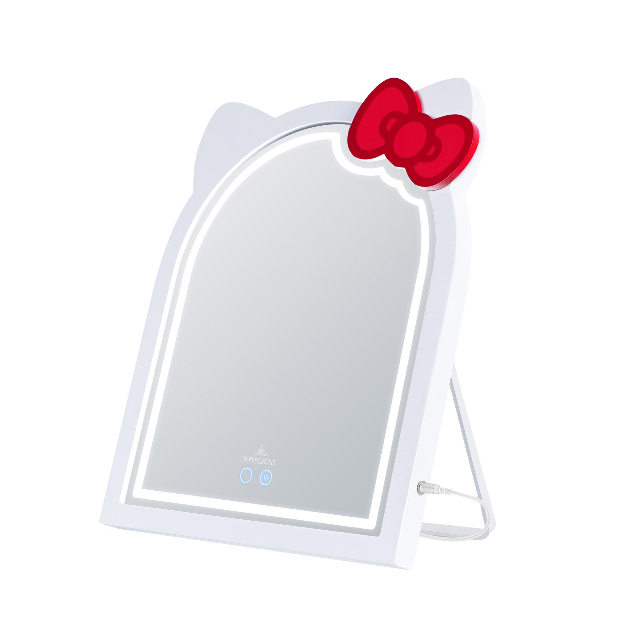 Wall-mounted Hello Kitty mirror illuminating makeup station