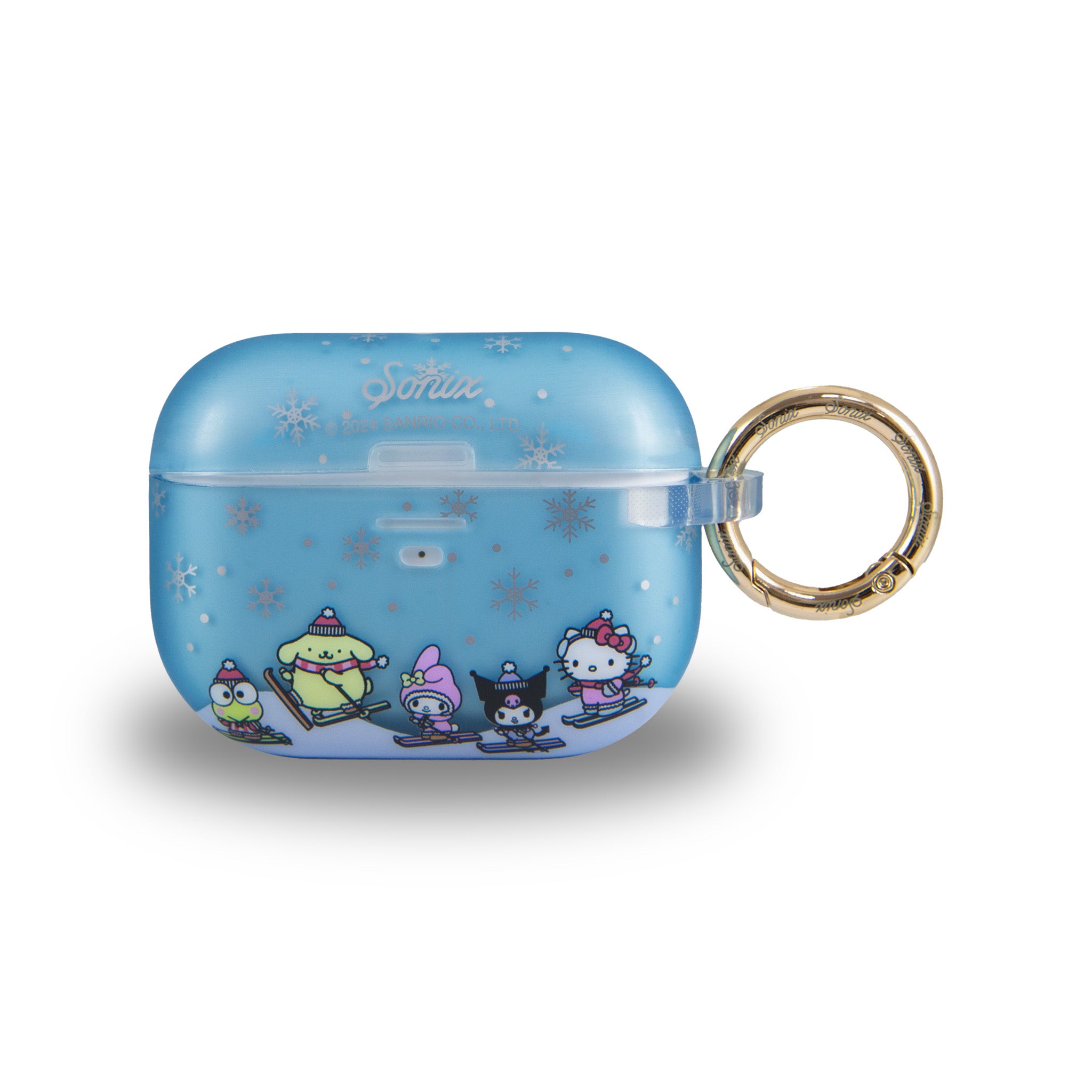 Front view of Aspen Hello Kitty AirPods Pro case with Sanrio characters
