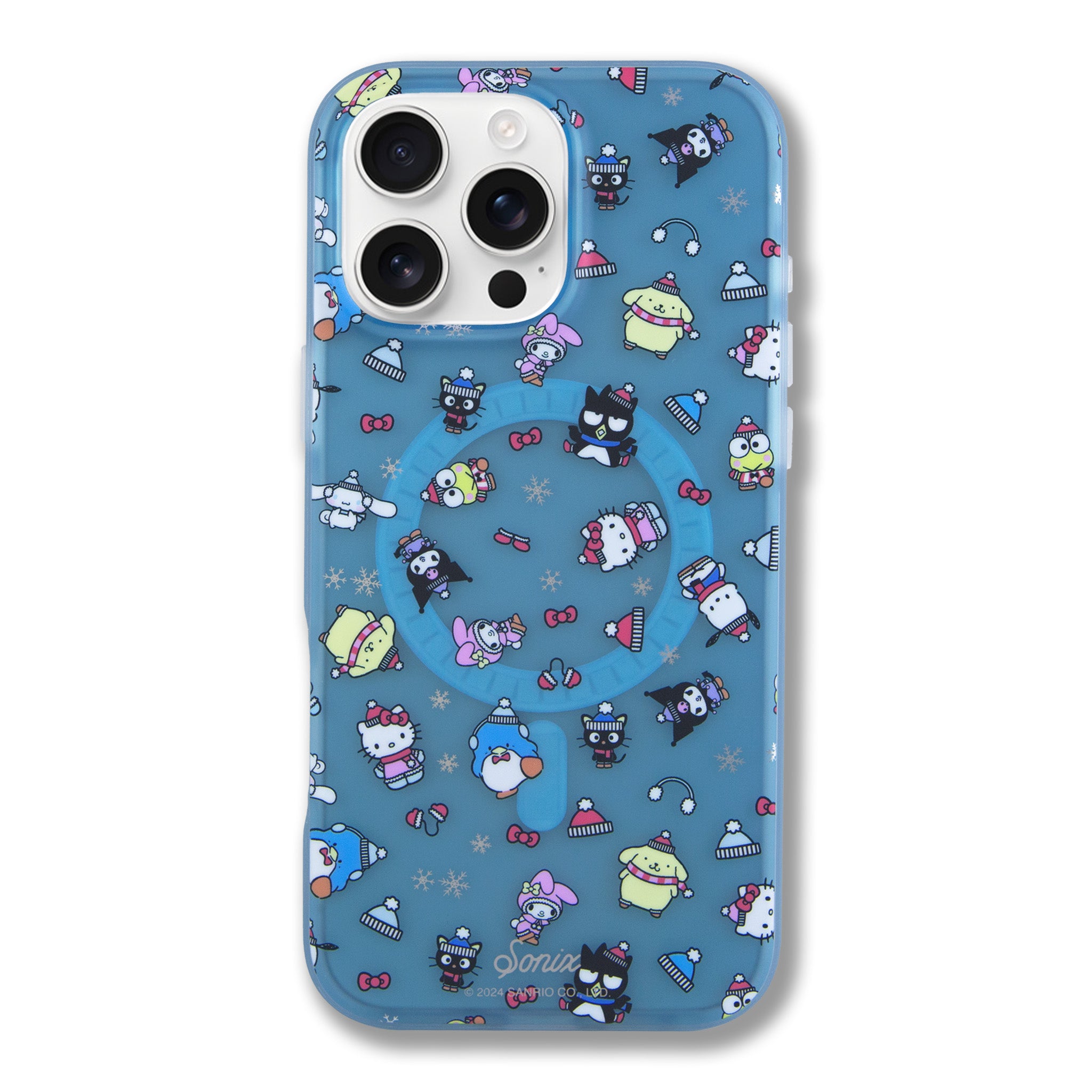 Side angle of Hello Kitty case demonstrating scratch resistance.