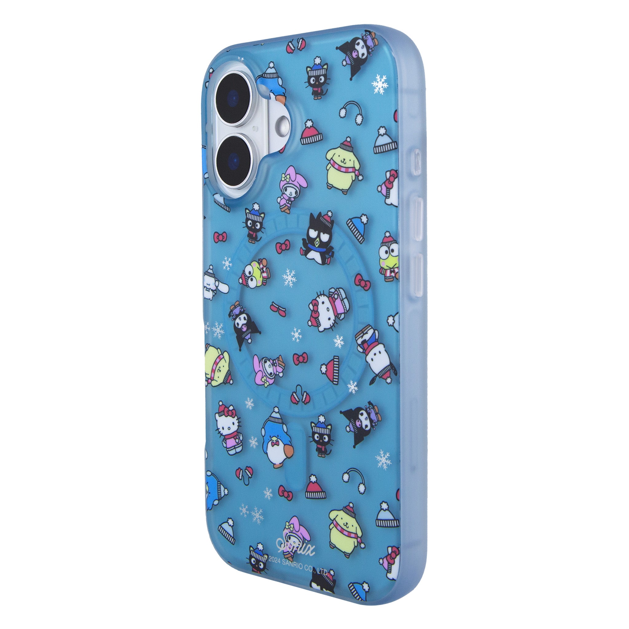 Side angle of Hello Kitty case demonstrating scratch resistance.